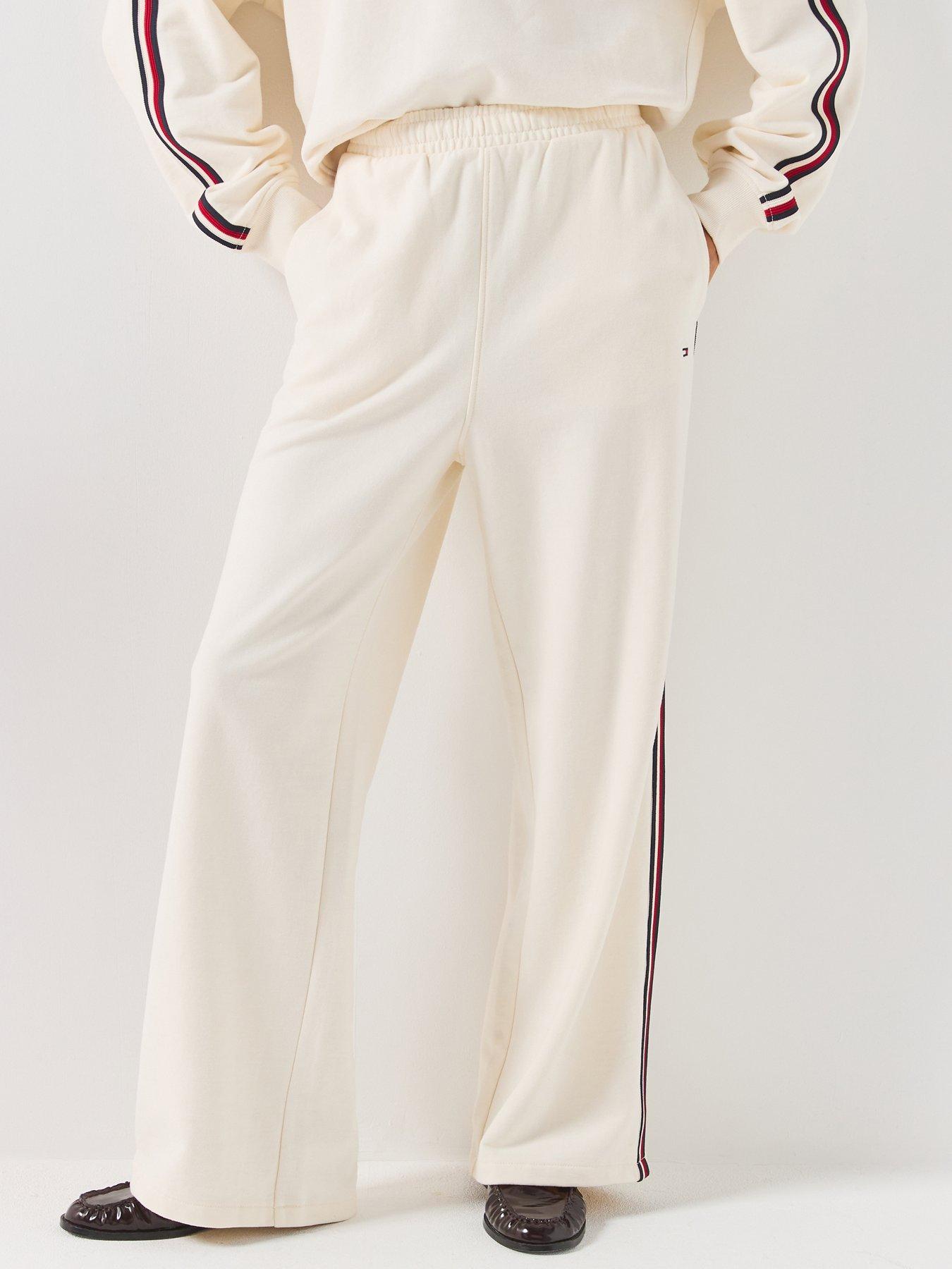 Tommy Hilfiger Global Stripe Wide Leg Lounge Joggers - White