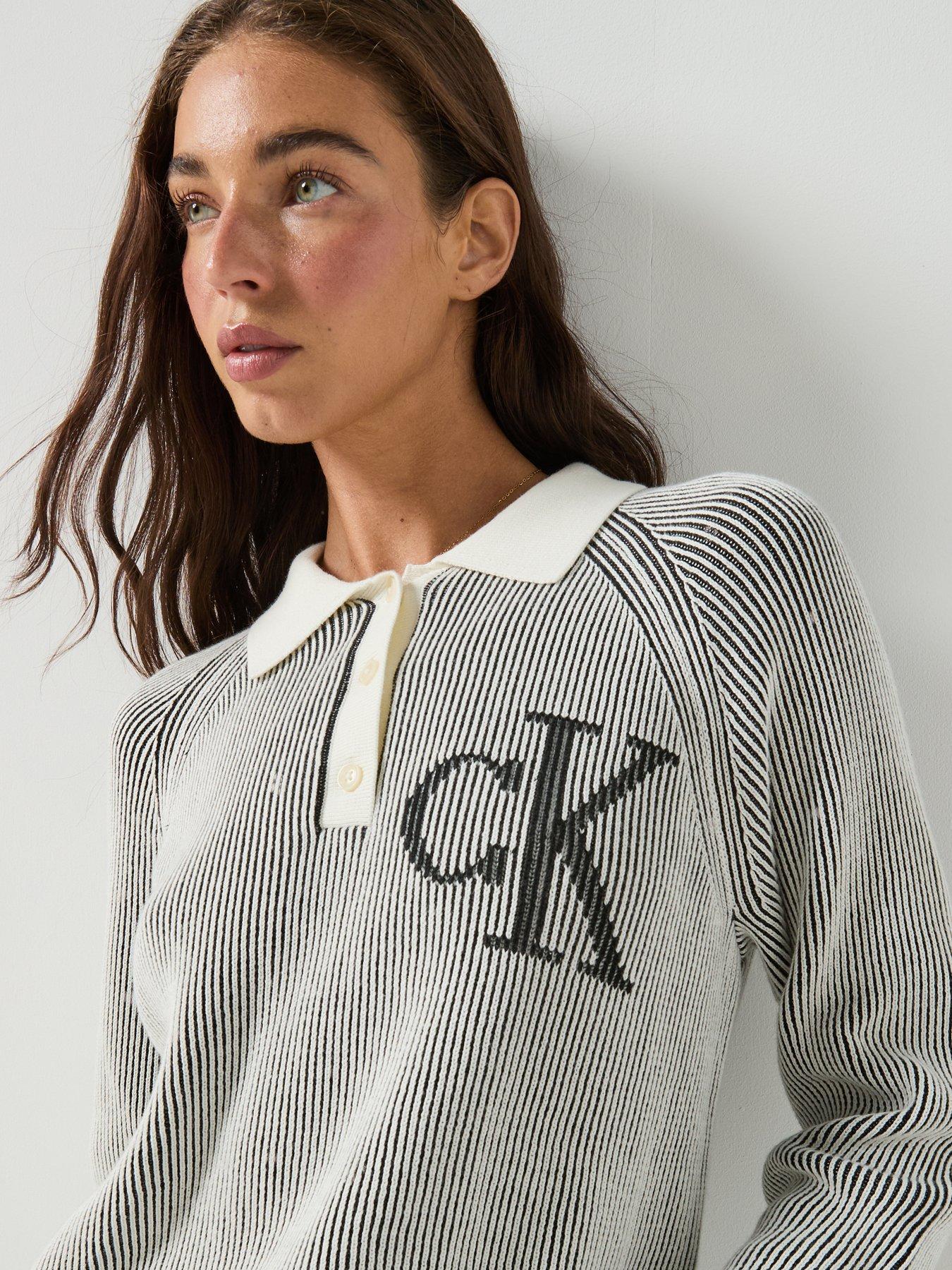 Image 4 of 4 of Calvin Klein Jeans Bicolor Rib Logo Polo - Black