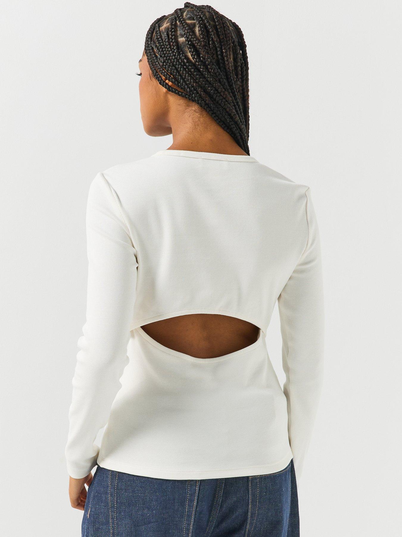 Image 5 of 6 of Calvin Klein Jeans Jeans Woven Label Long Sleeve T-shirt - Cream