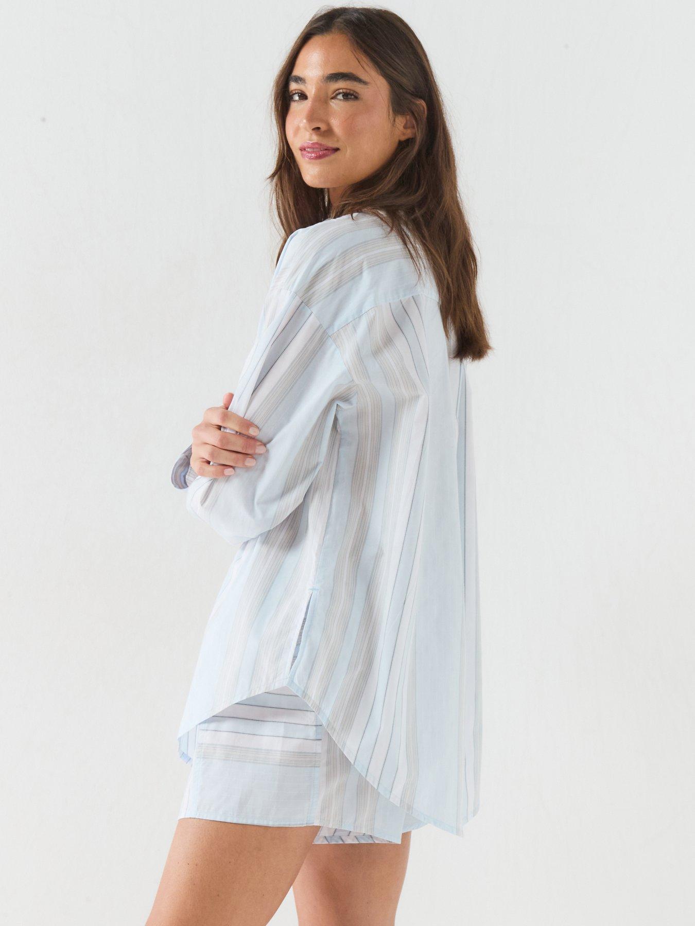 Image 2 of 6 of Calvin Klein Cotton Poplin Pyjama Shirt - White