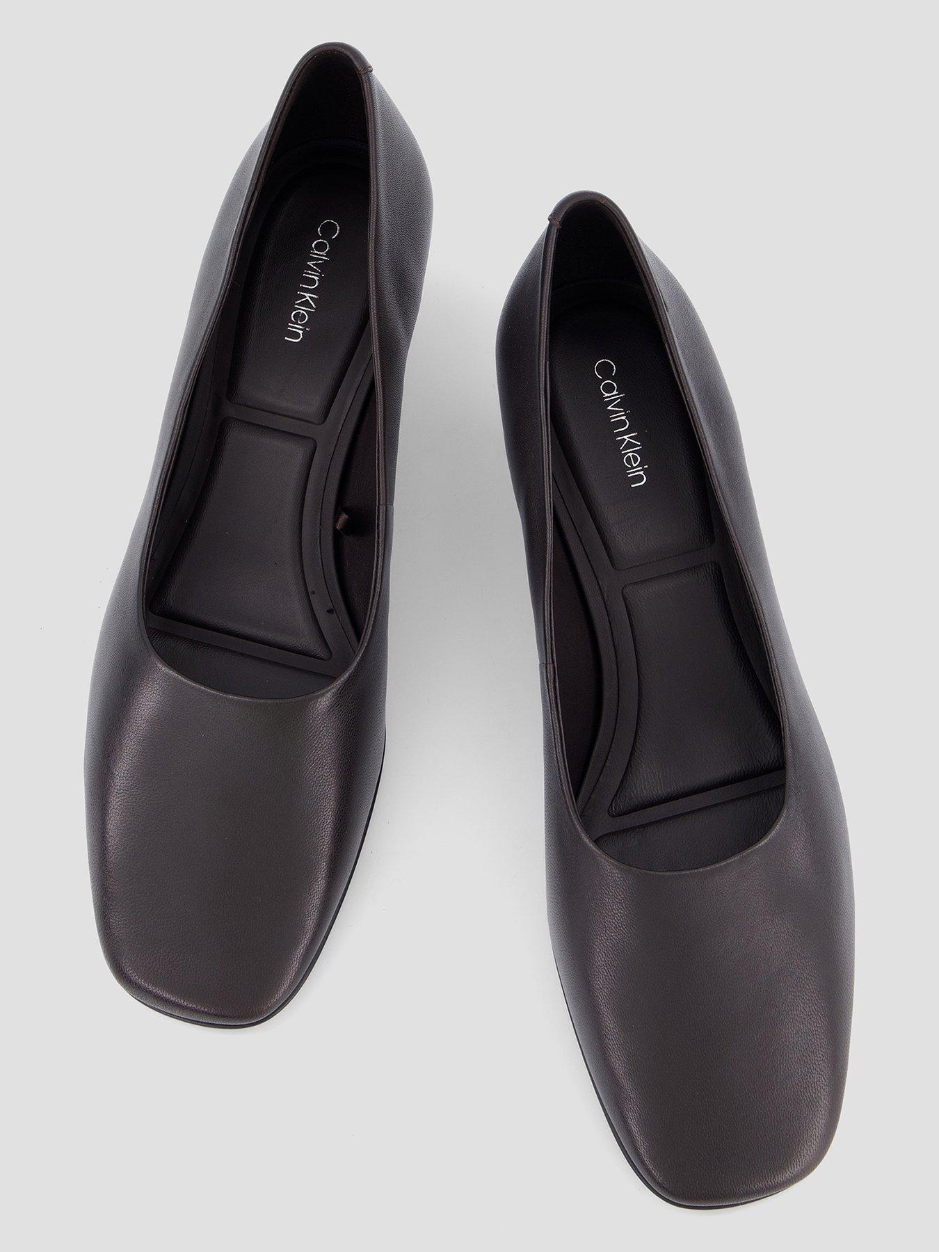 Image 3 of 7 of Calvin Klein Leather Kitten Heel Pumps - Brown