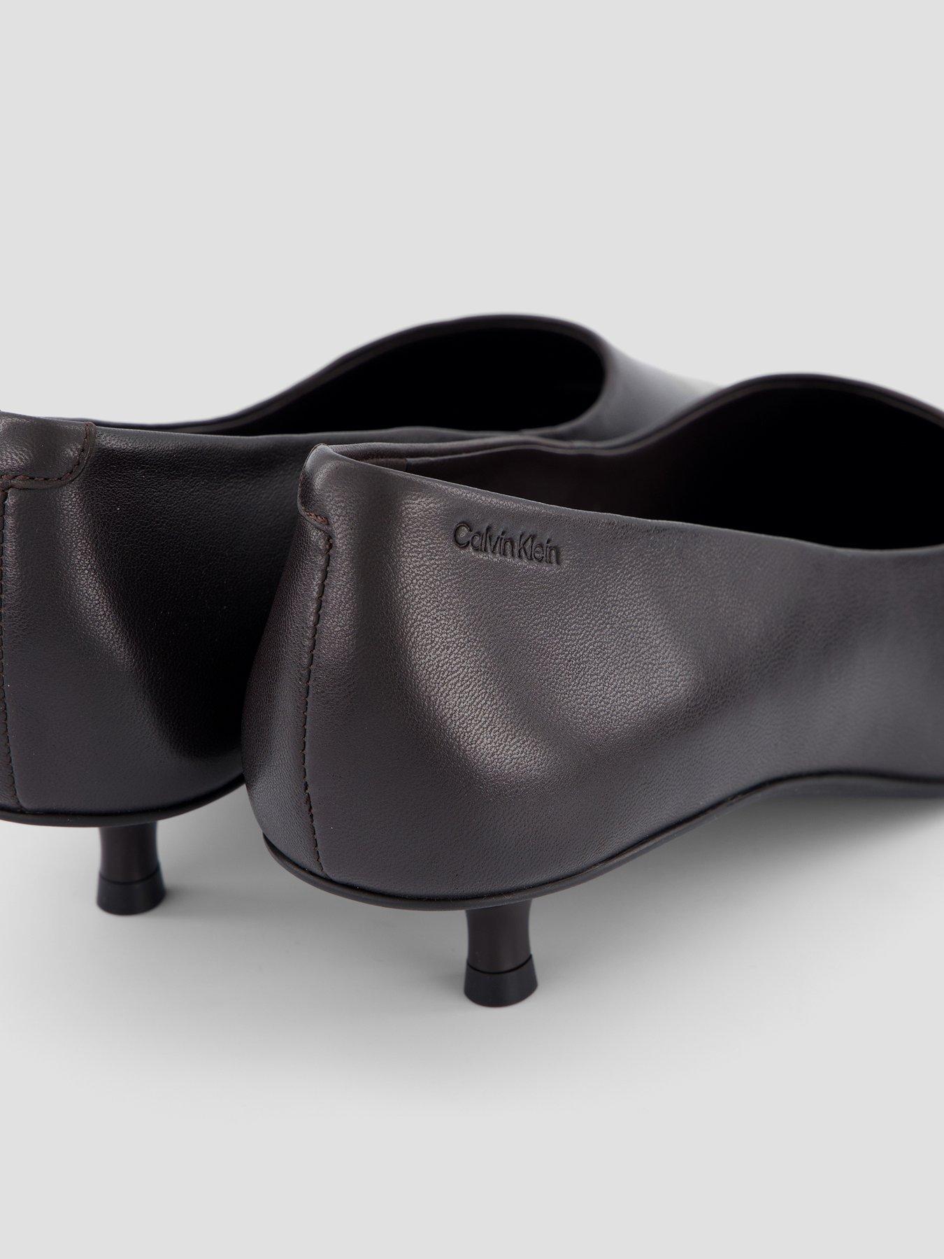 Image 5 of 7 of Calvin Klein Leather Kitten Heel Pumps - Brown