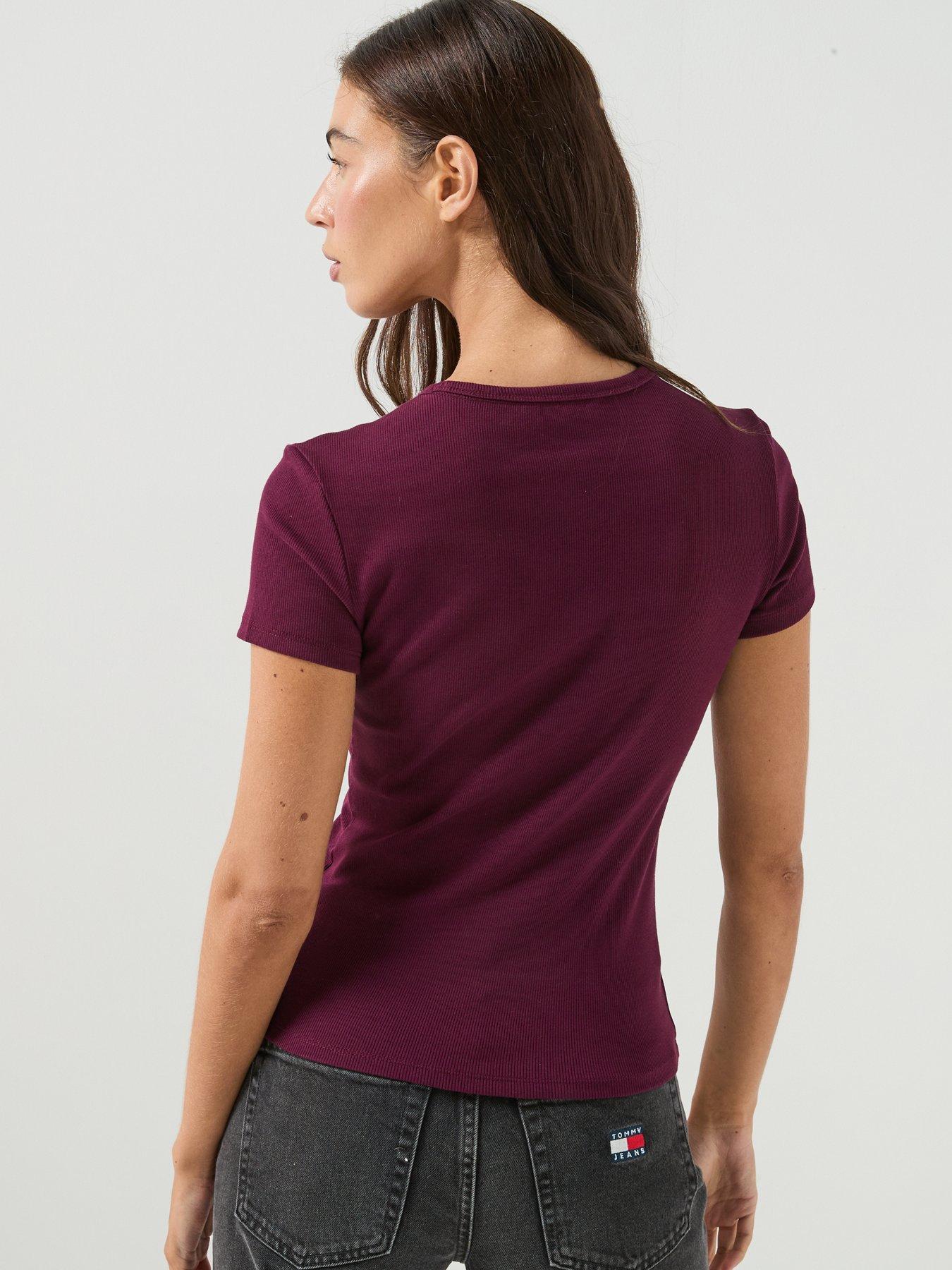 Image 2 of 5 of Tommy Jeans Tjw Slim Essential Rib Ss Ext