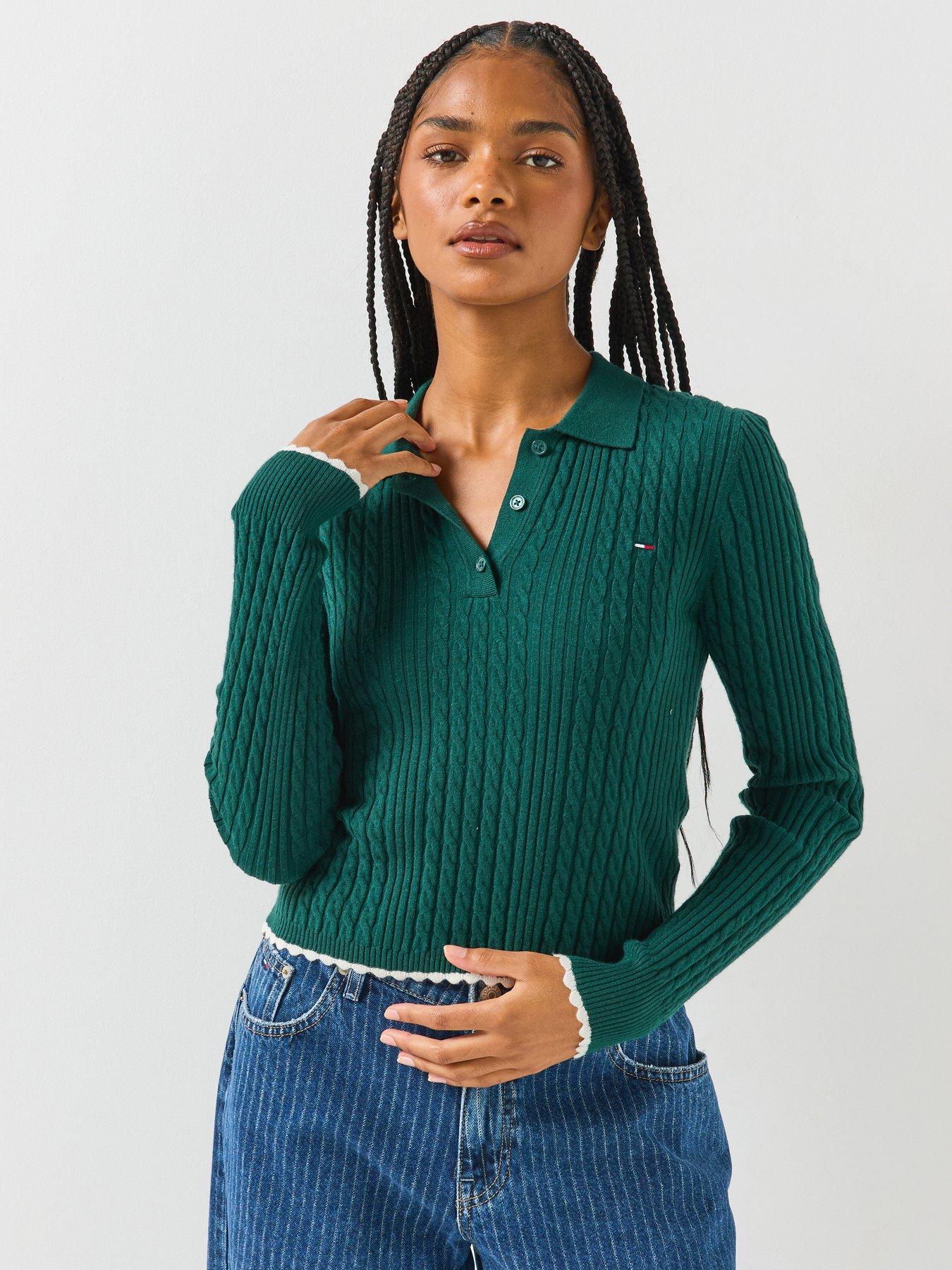 Image 1 of 6 of Tommy Jeans Tjw Micro Cable Polo Sweater Ext