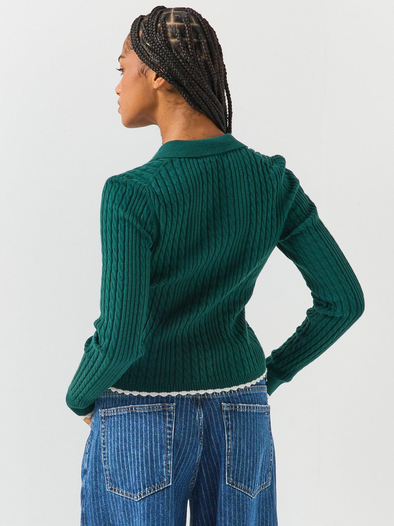 Image 2 of 6 of Tommy Jeans Tjw Micro Cable Polo Sweater Ext