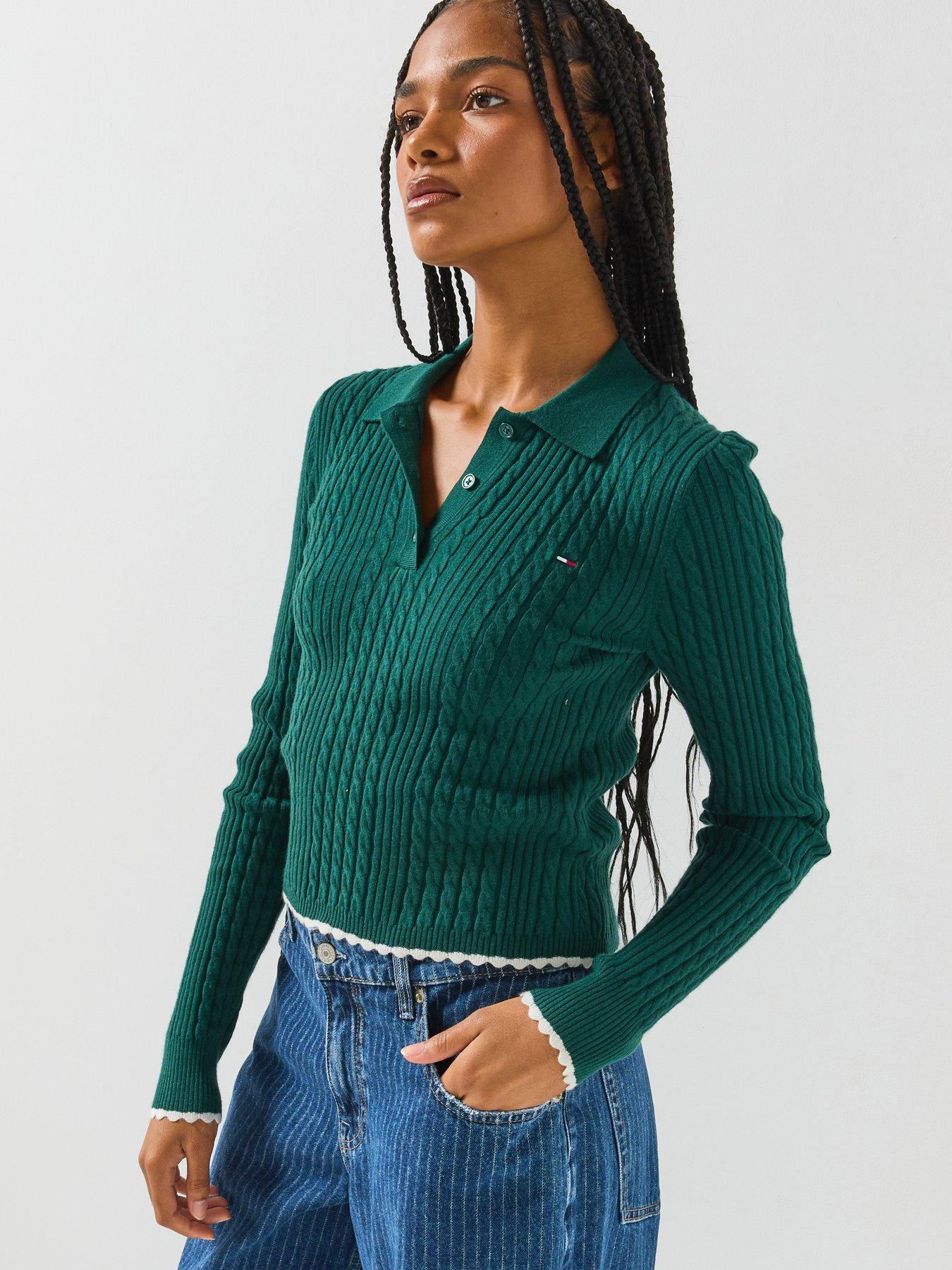 Image 5 of 6 of Tommy Jeans Tjw Micro Cable Polo Sweater Ext