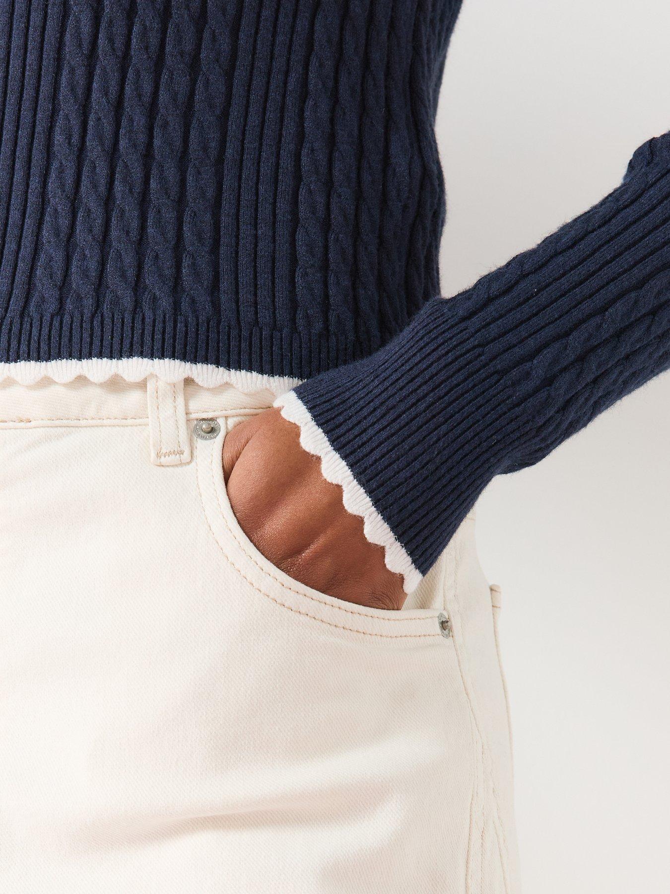 Image 6 of 6 of Tommy Jeans Micro Cable Knit Slim Zip-thru Jumper - Blue