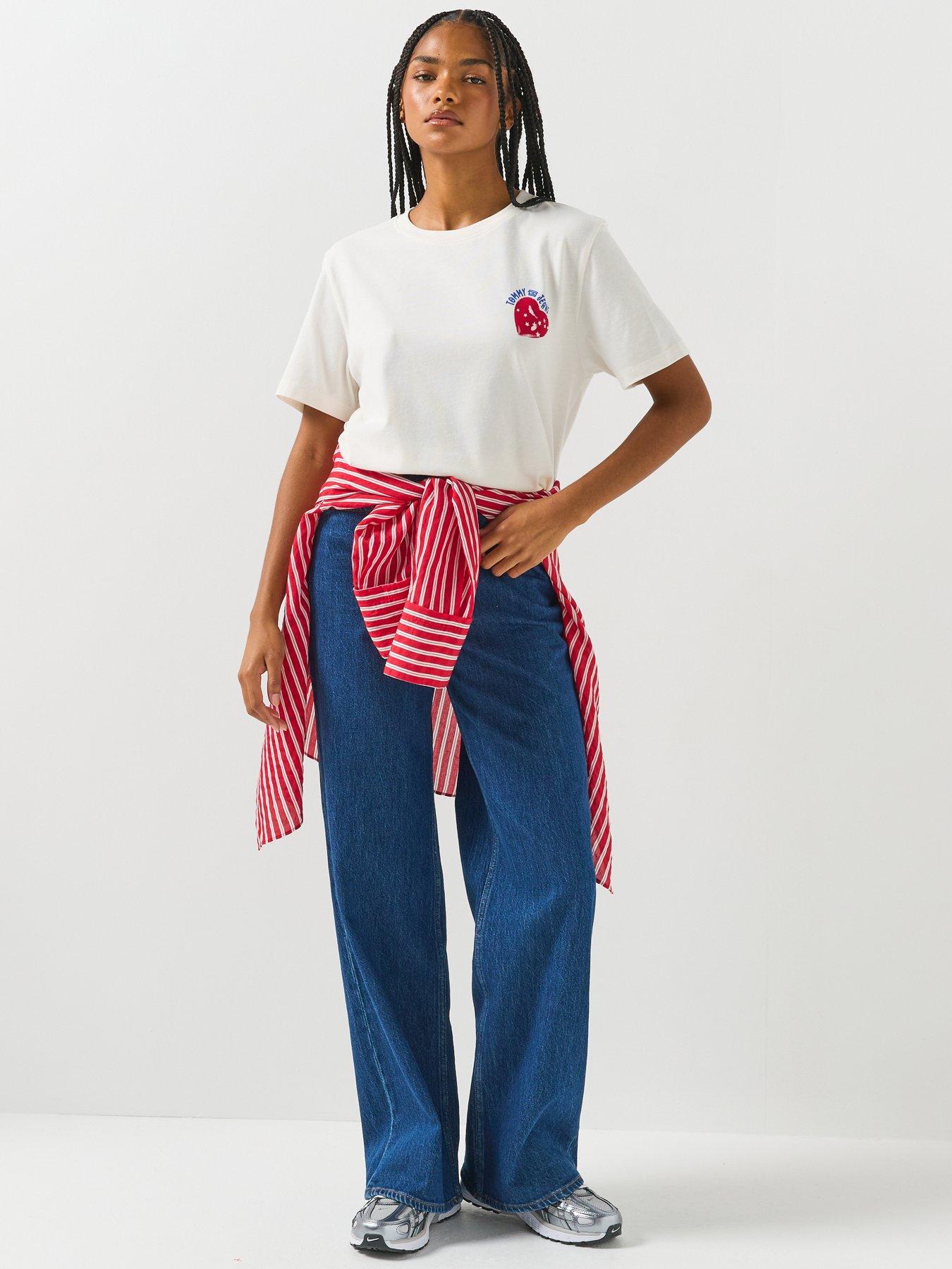 Image 3 of 6 of Tommy Jeans Back Graphic Relaxed Jersey T-shirt - White