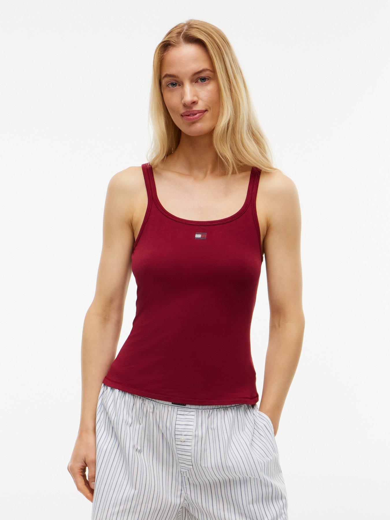 Image 3 of 6 of Tommy Hilfiger 2-pack Rhinestone Flag Lounge Tank Tops - Red/white