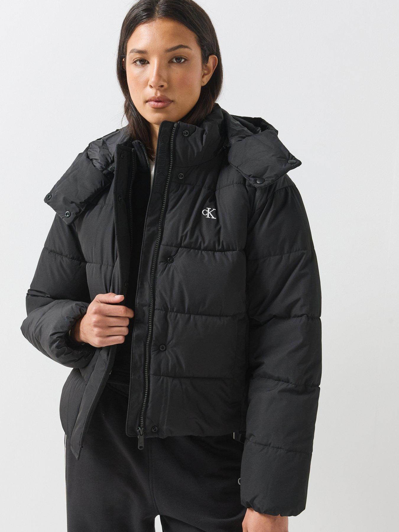 Image 1 of 6 of Calvin Klein Jeans Monogram Matte Short Padded Jacket - Black