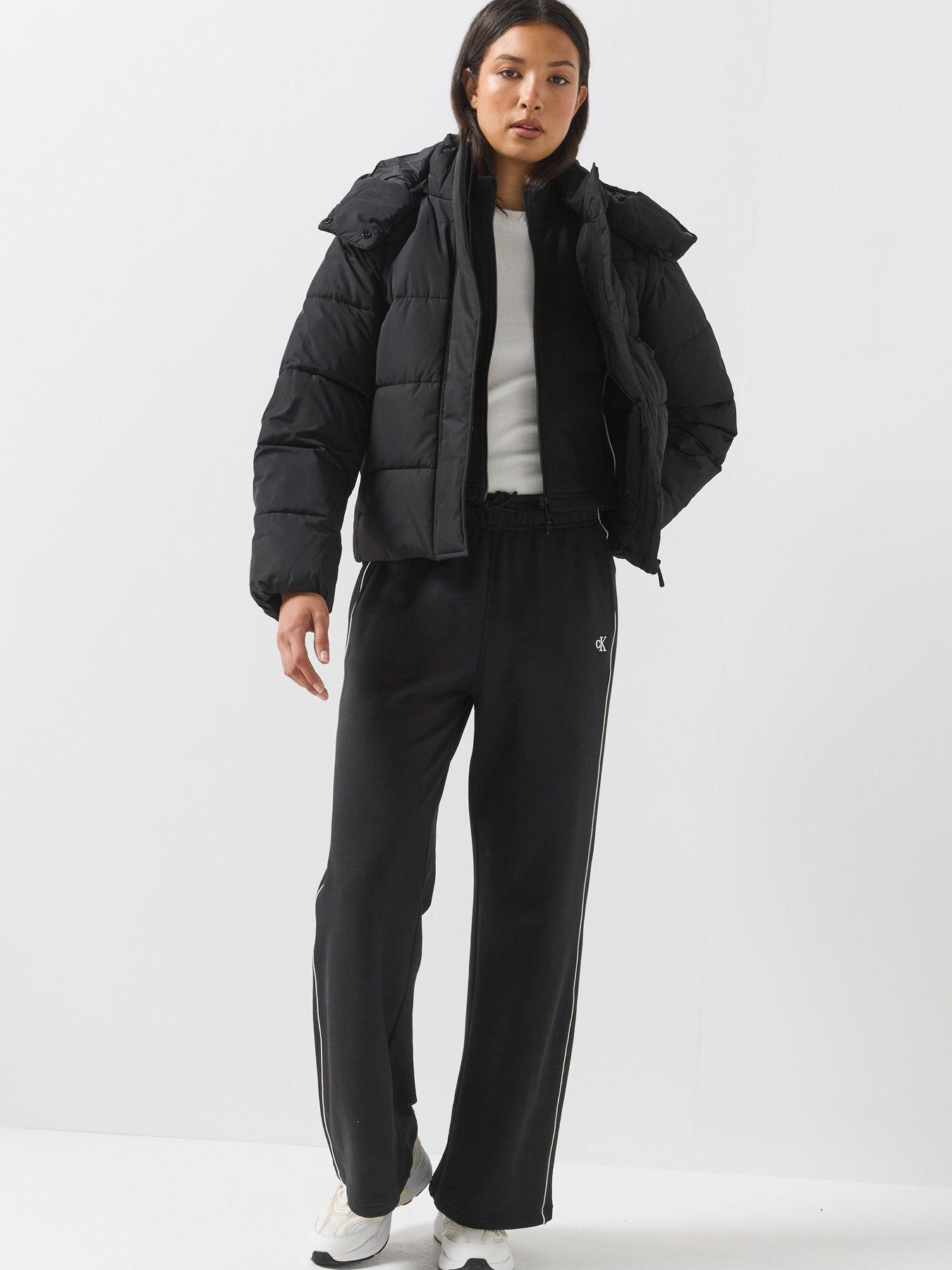 Image 3 of 6 of Calvin Klein Jeans Monogram Matte Short Padded Jacket - Black