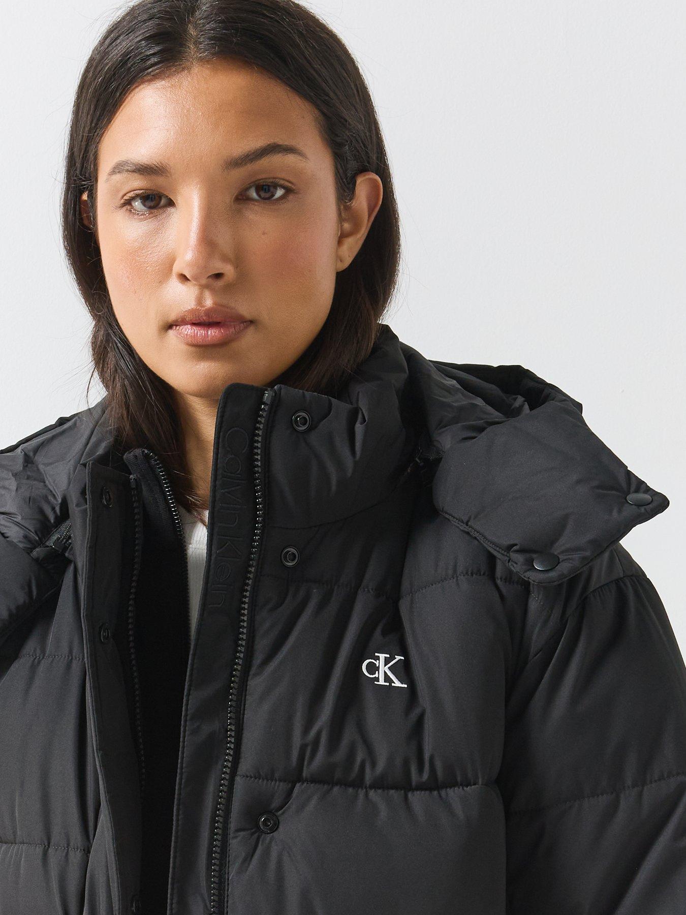 Image 4 of 6 of Calvin Klein Jeans Monogram Matte Short Padded Jacket - Black