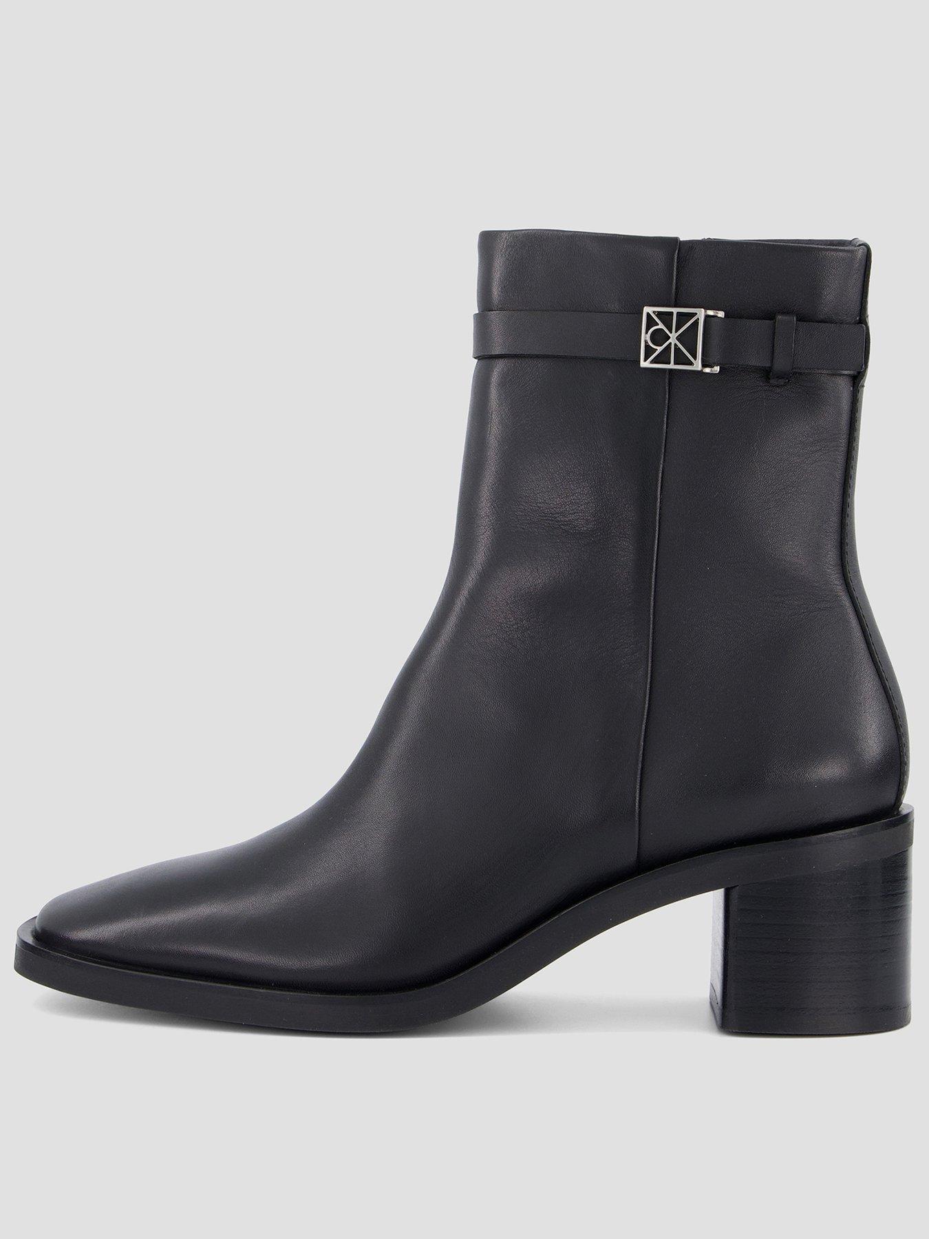 Image 1 of 7 of Calvin Klein Block Heel Ank Boot Lth Hdw