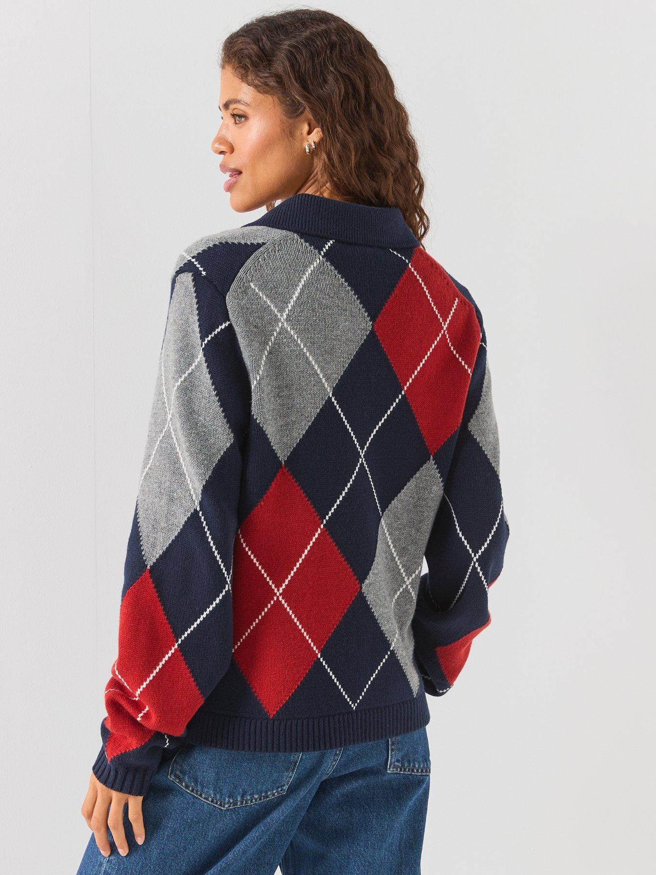 Image 2 of 6 of Tommy Hilfiger Argyle Relaxed Polo Jumper - Blue