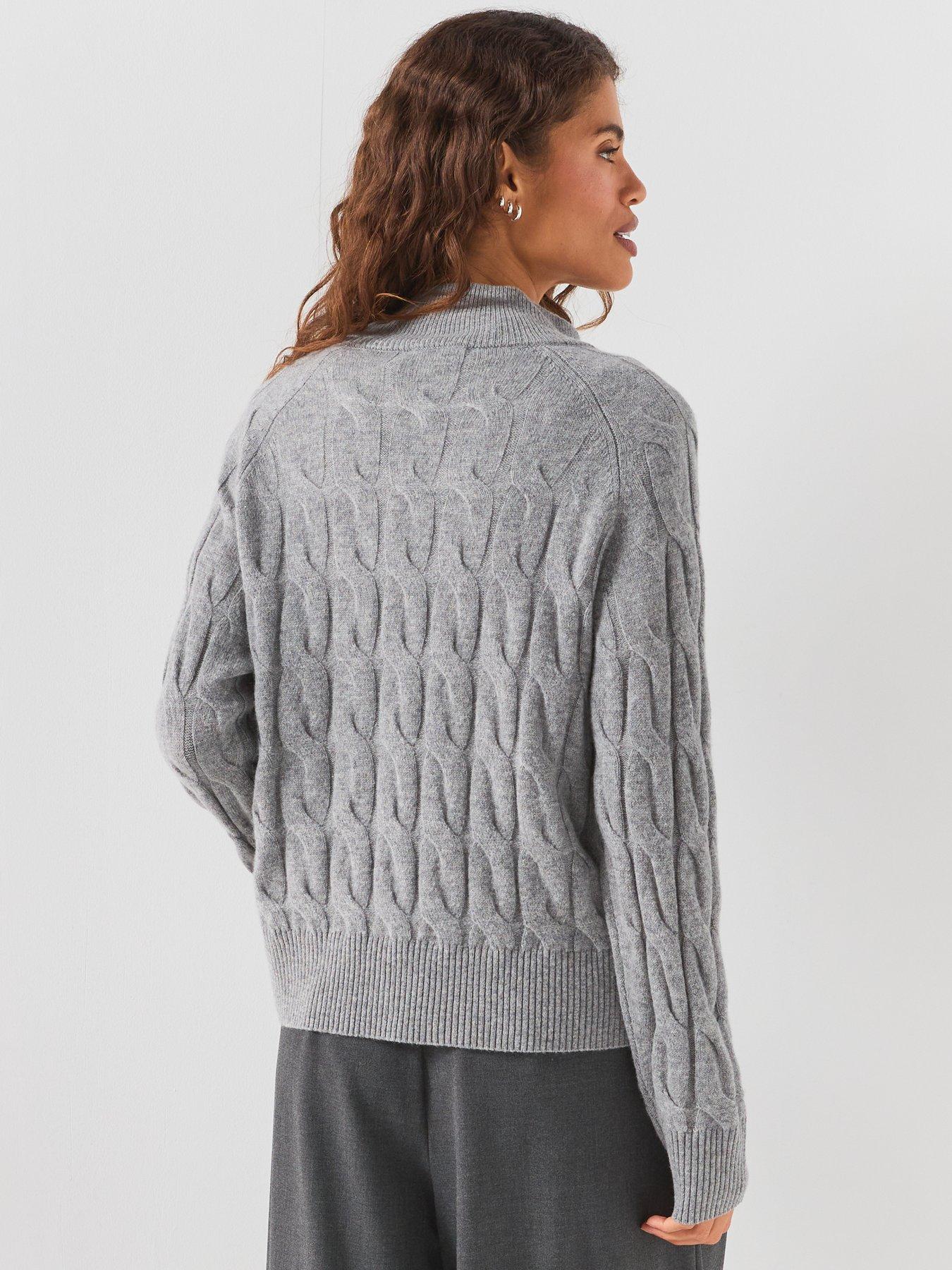 Image 2 of 6 of Tommy Hilfiger Pure Wool Button Mock Neck Jumper - Grey