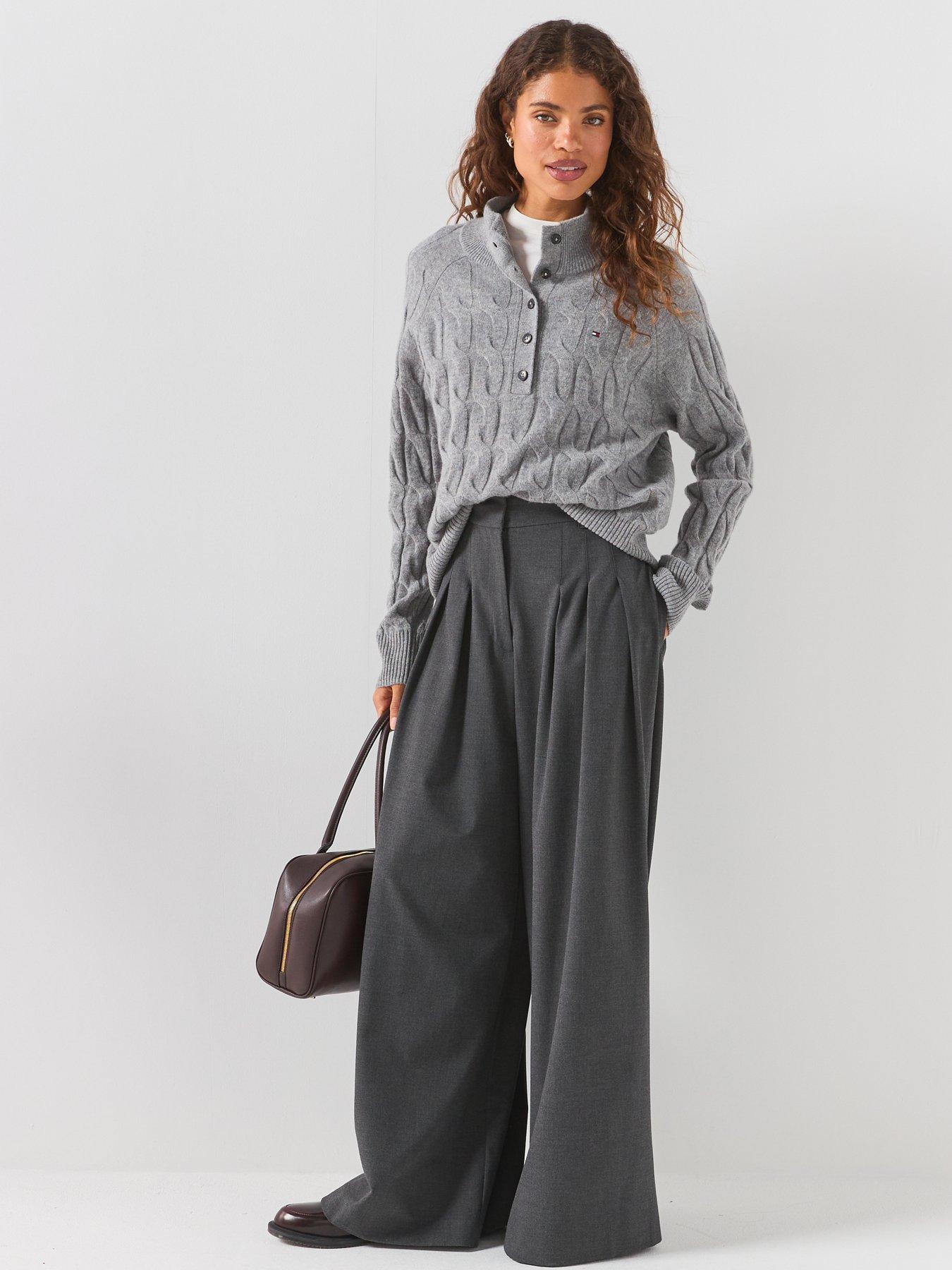 Image 3 of 6 of Tommy Hilfiger Pure Wool Button Mock Neck Jumper - Grey