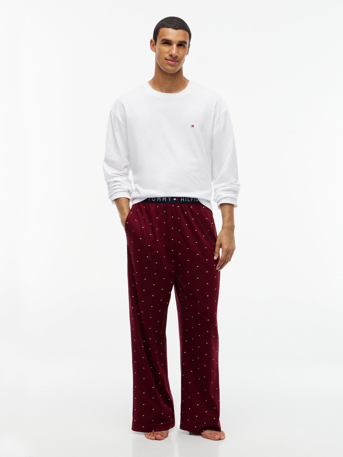 Image 1 of 5 of Tommy Hilfiger Long Sleeve All Over Print Pyjamas - White/red