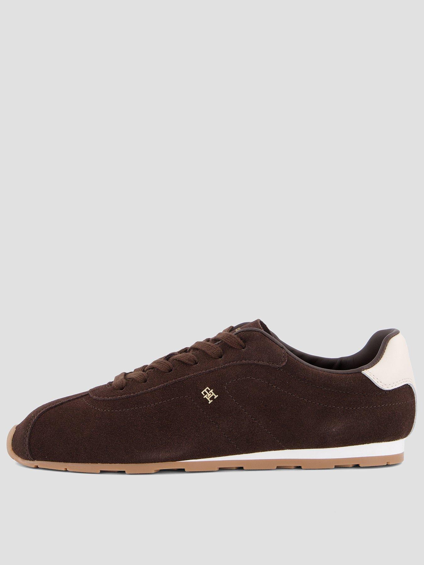 Image 1 of 7 of Tommy Hilfiger Monogram Suede Low Profile Trainers - Brown