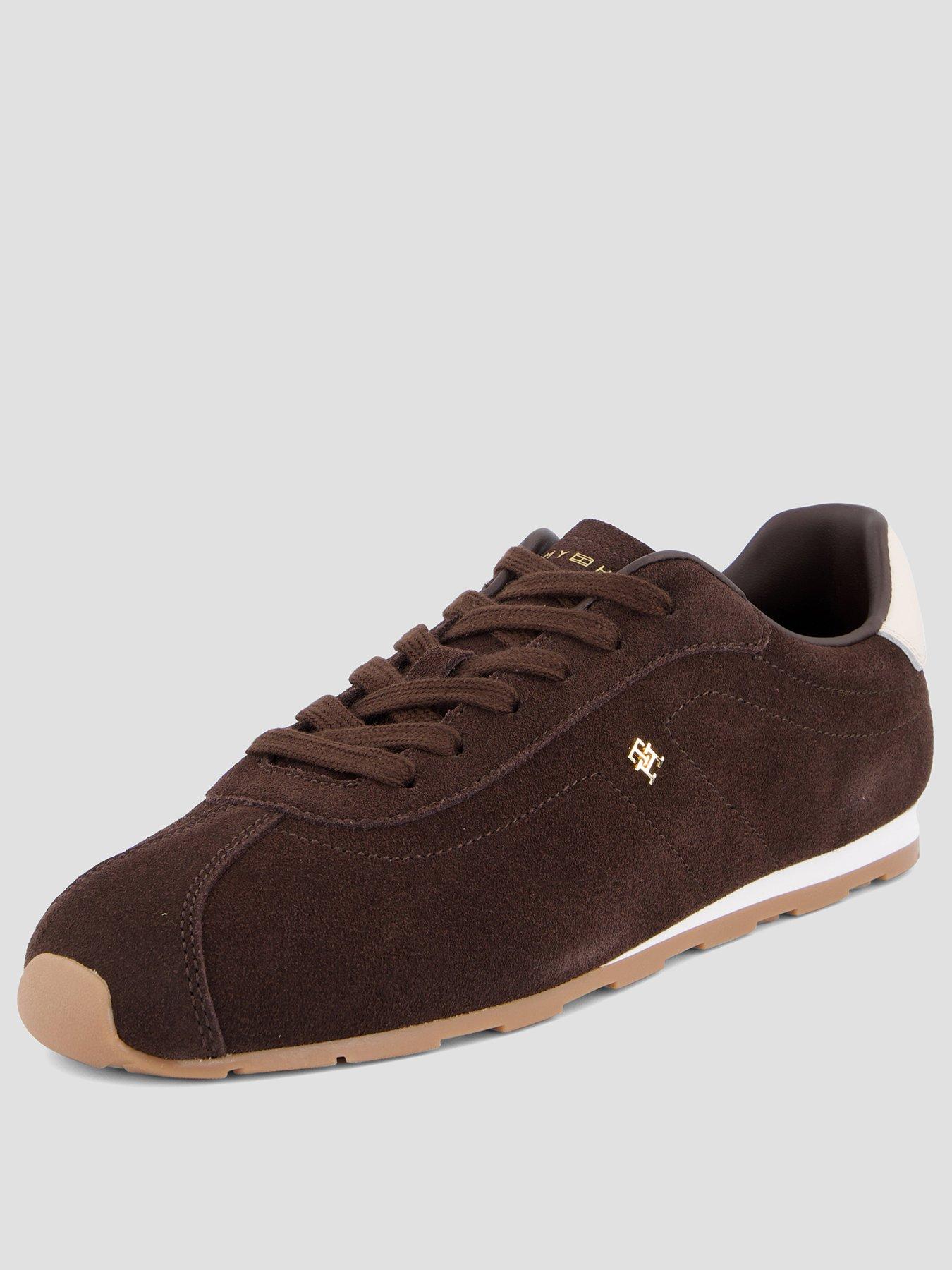 Image 2 of 7 of Tommy Hilfiger Monogram Suede Low Profile Trainers - Brown
