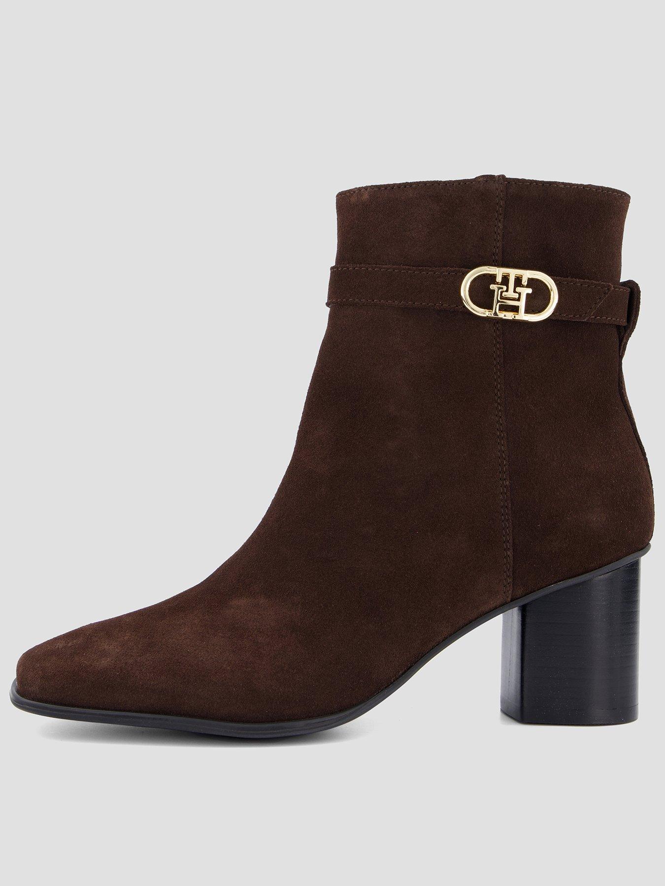 Image 1 of 7 of Tommy Hilfiger Th Strap Suede Block Heel Boot