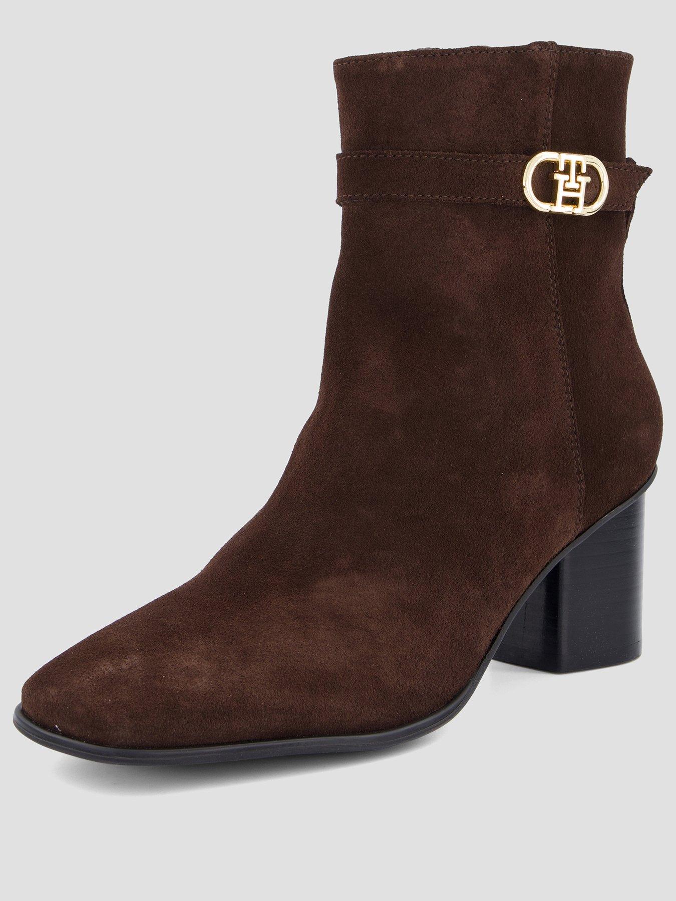Image 2 of 7 of Tommy Hilfiger Th Strap Suede Block Heel Boot