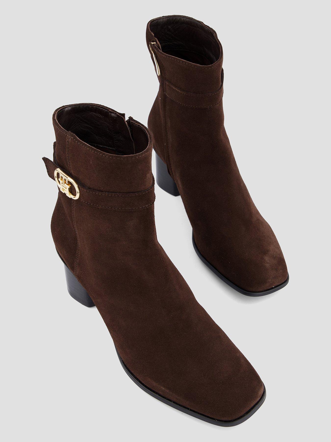 Image 3 of 7 of Tommy Hilfiger Th Strap Suede Block Heel Boot