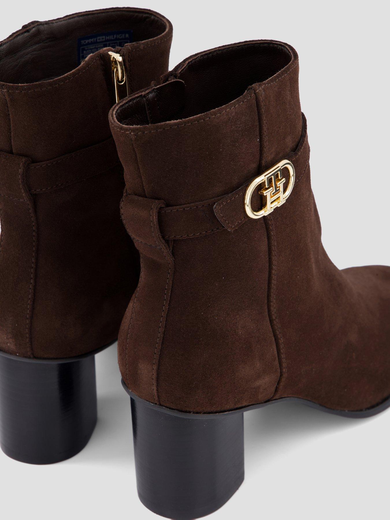 Image 5 of 7 of Tommy Hilfiger Th Strap Suede Block Heel Boot