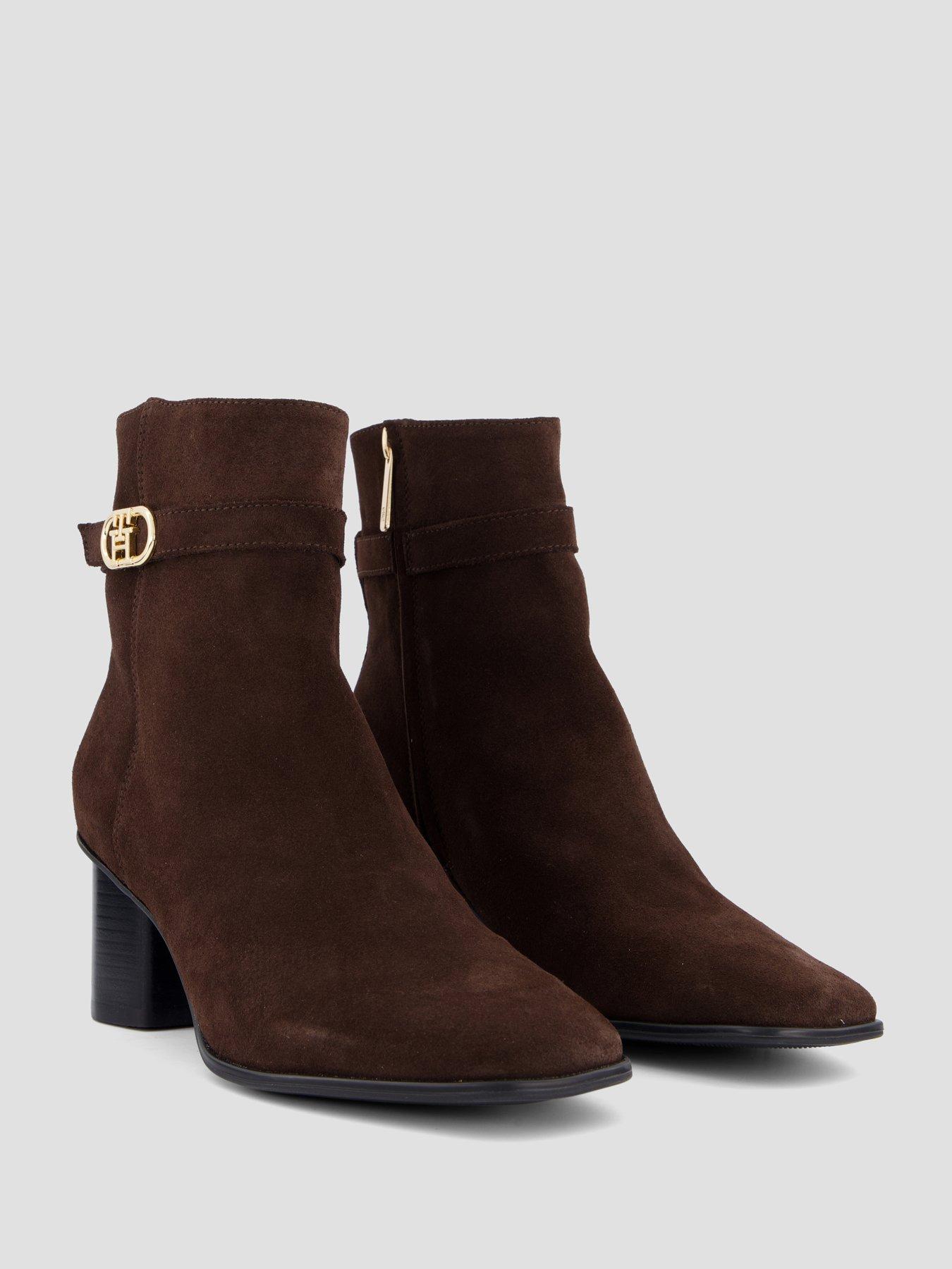 Image 6 of 7 of Tommy Hilfiger Th Strap Suede Block Heel Boot