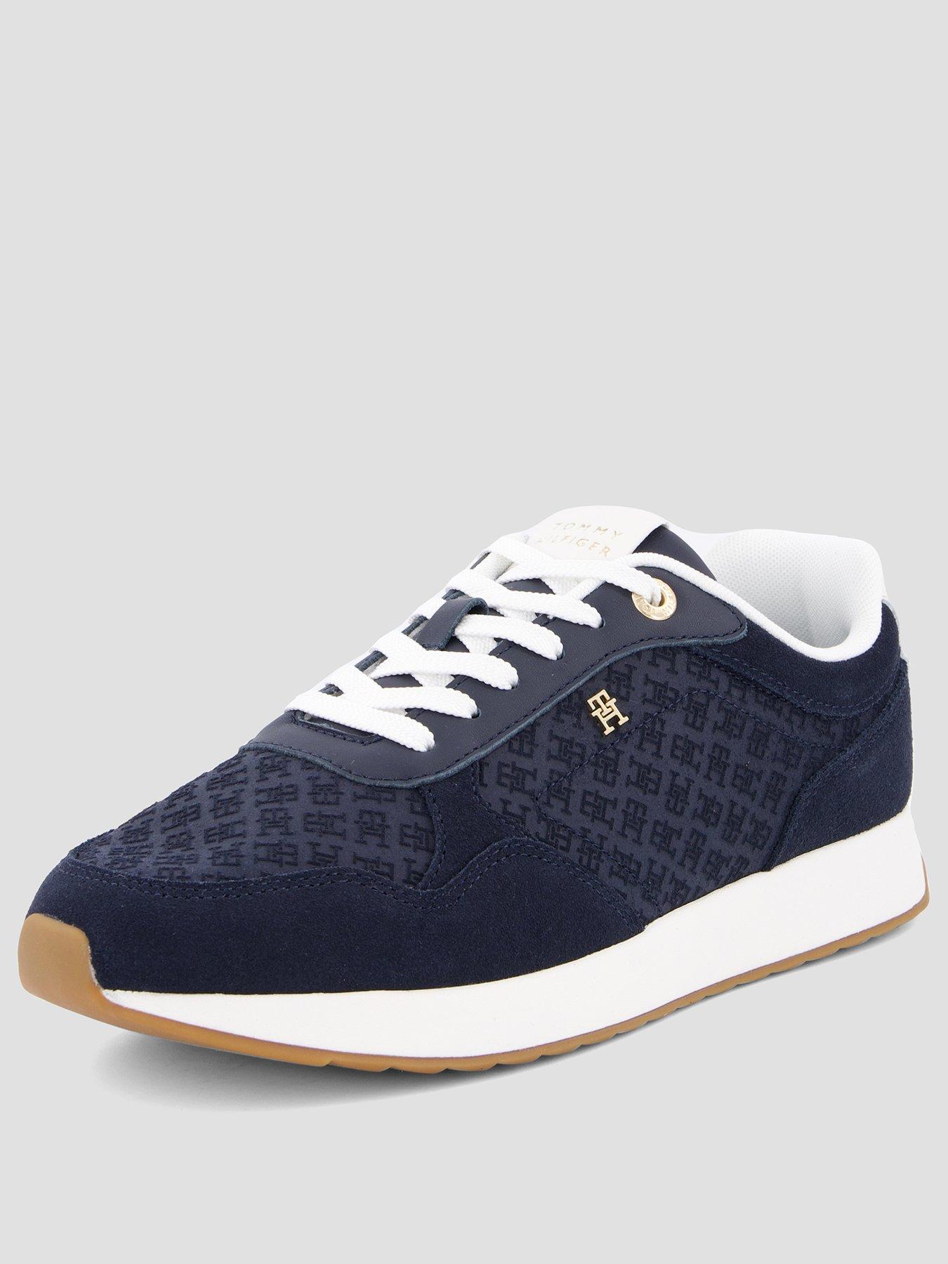 Image 2 of 7 of Tommy Hilfiger TH Monogram Plaque Suede Trainers - Blue