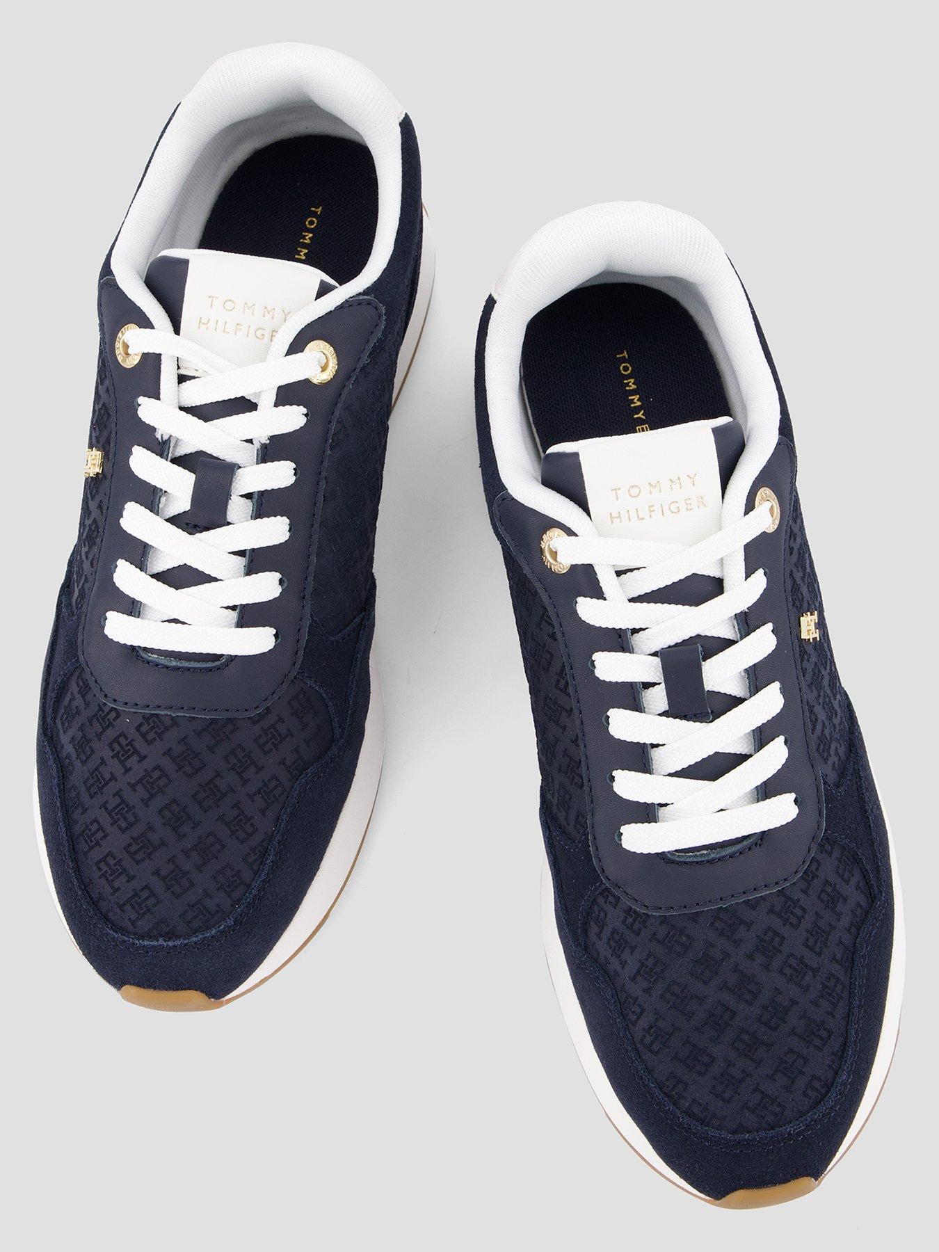 Image 3 of 7 of Tommy Hilfiger TH Monogram Plaque Suede Trainers - Blue