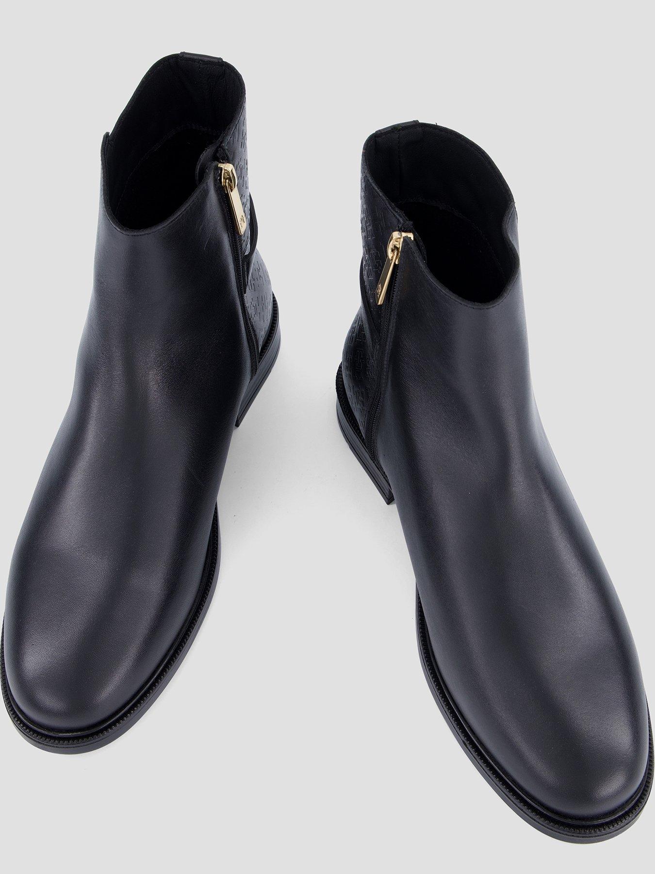 Image 3 of 7 of Tommy Hilfiger Womens Monogram Embossed Buckle Ankle Boots - Black