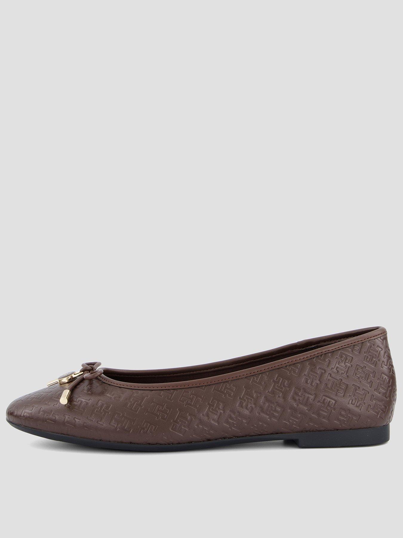 Image 1 of 7 of Tommy Hilfiger TH Charm Monogram Ballerina - Brown