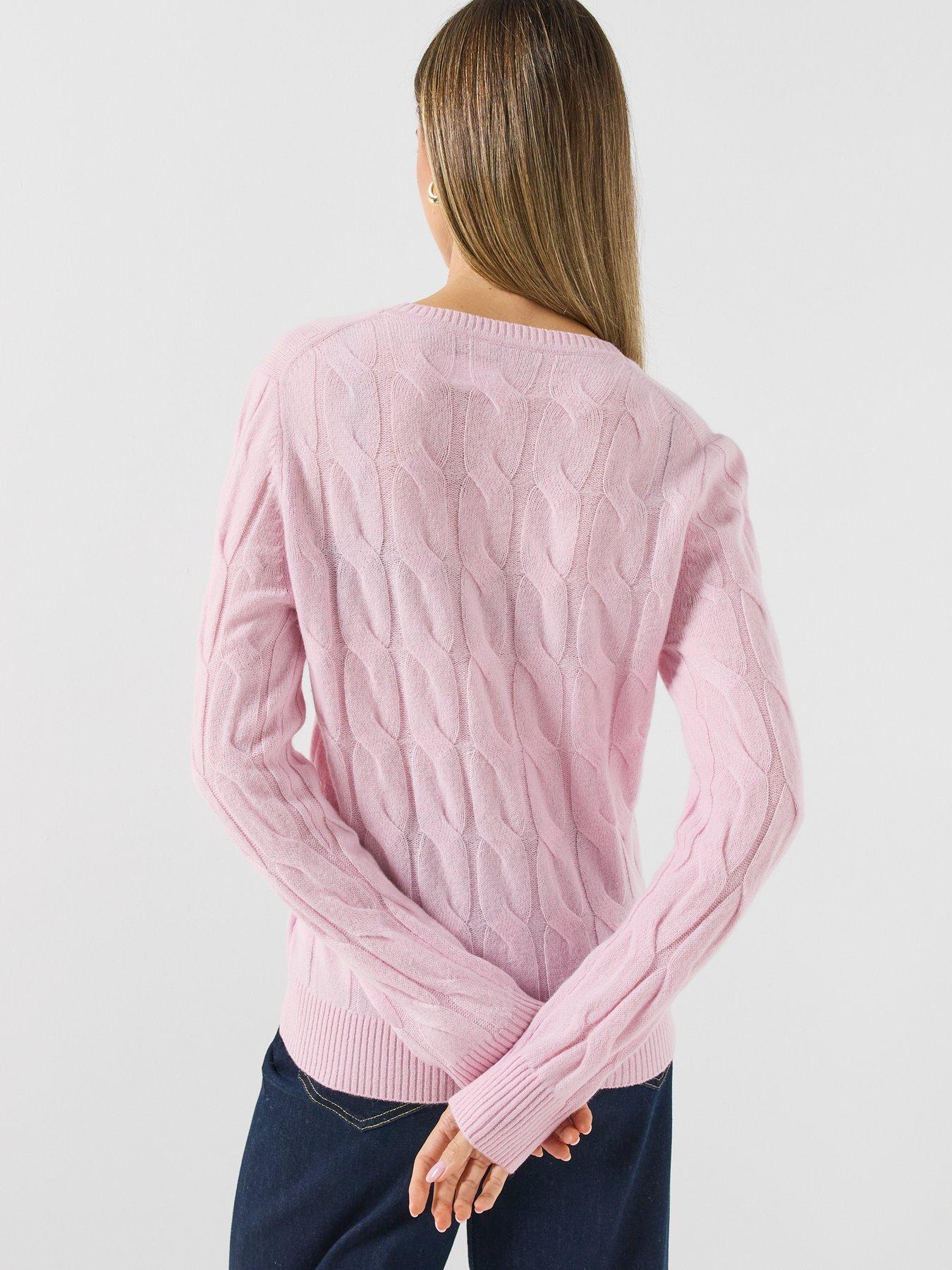 Image 2 of 6 of Tommy Hilfiger Pure Wool Chain Cable Knit Jumper - Pink