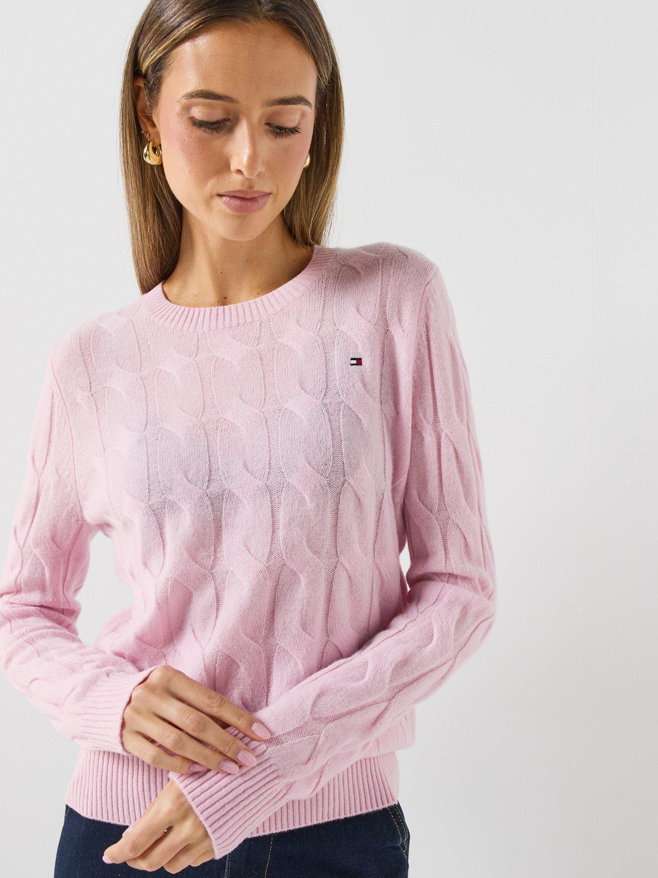Image 4 of 6 of Tommy Hilfiger Pure Wool Chain Cable Knit Jumper - Pink