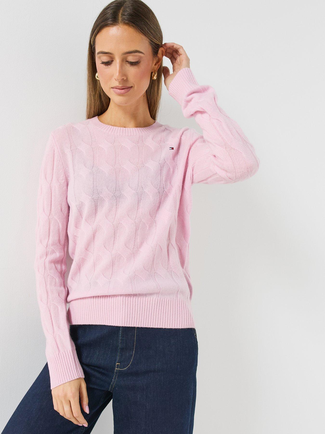 Image 5 of 6 of Tommy Hilfiger Pure Wool Chain Cable Knit Jumper - Pink