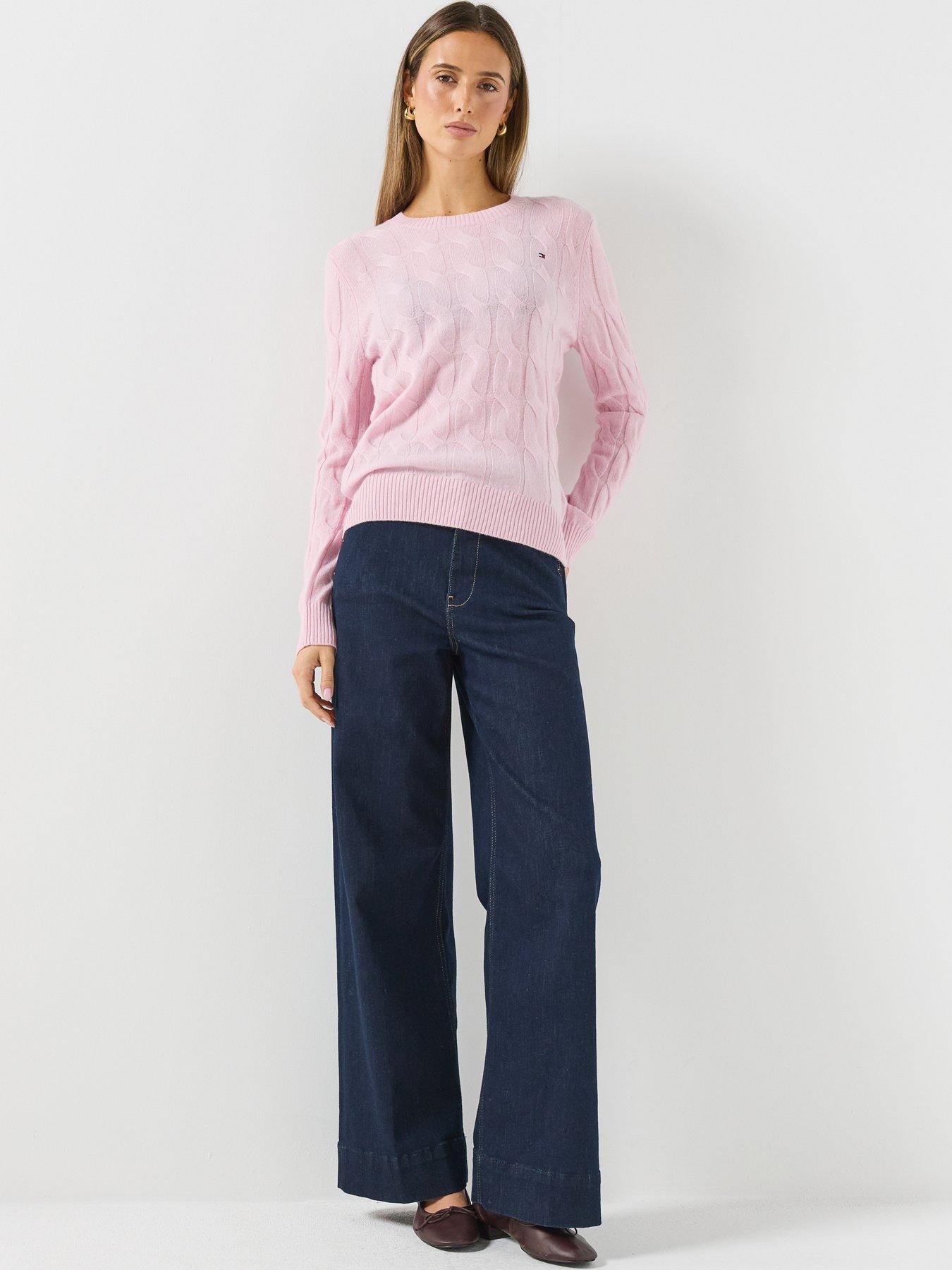 Image 6 of 6 of Tommy Hilfiger Pure Wool Chain Cable Knit Jumper - Pink
