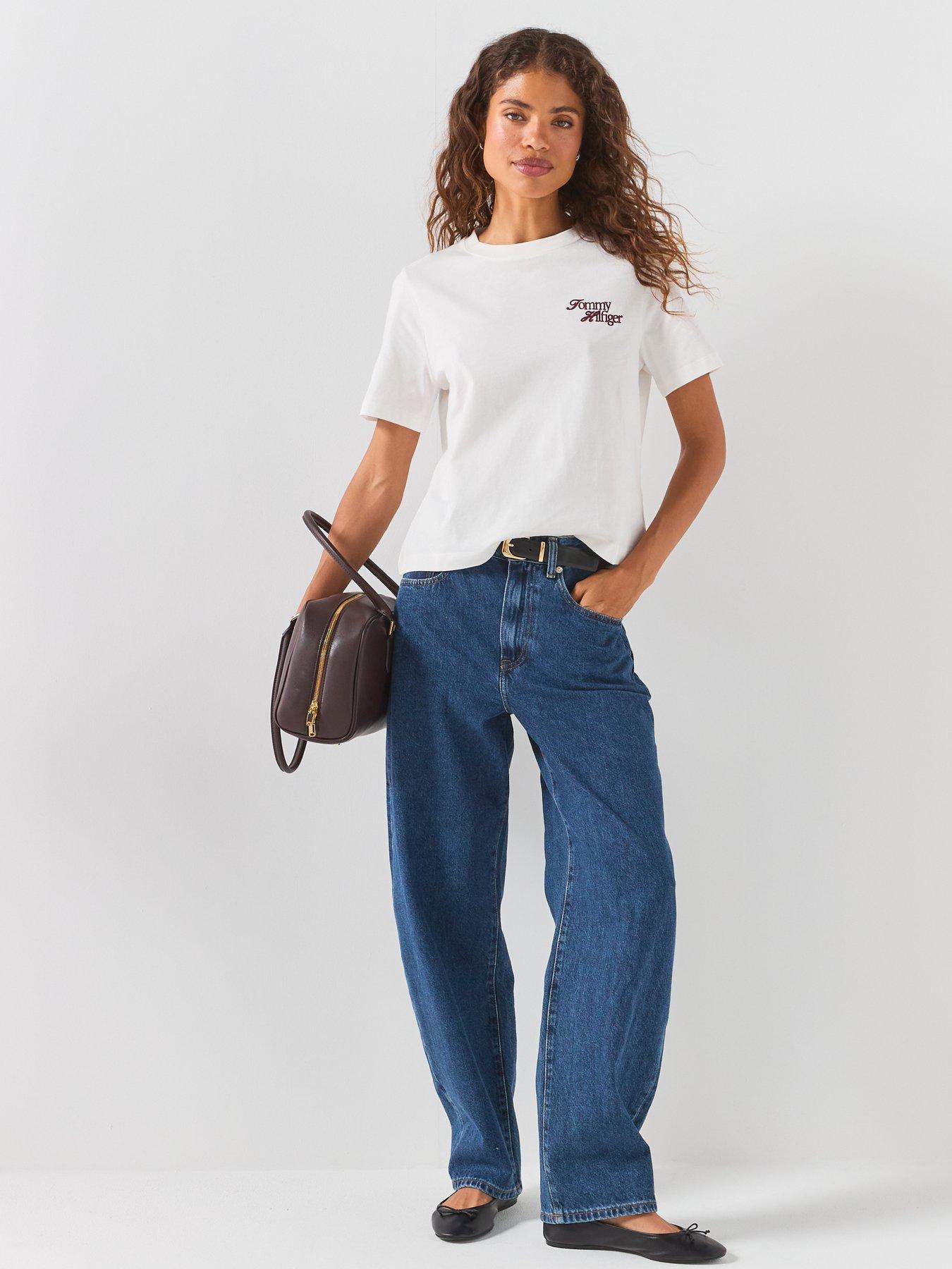 Image 3 of 6 of Tommy Hilfiger Logo Jersey Crew Neck T-shirt - Cream