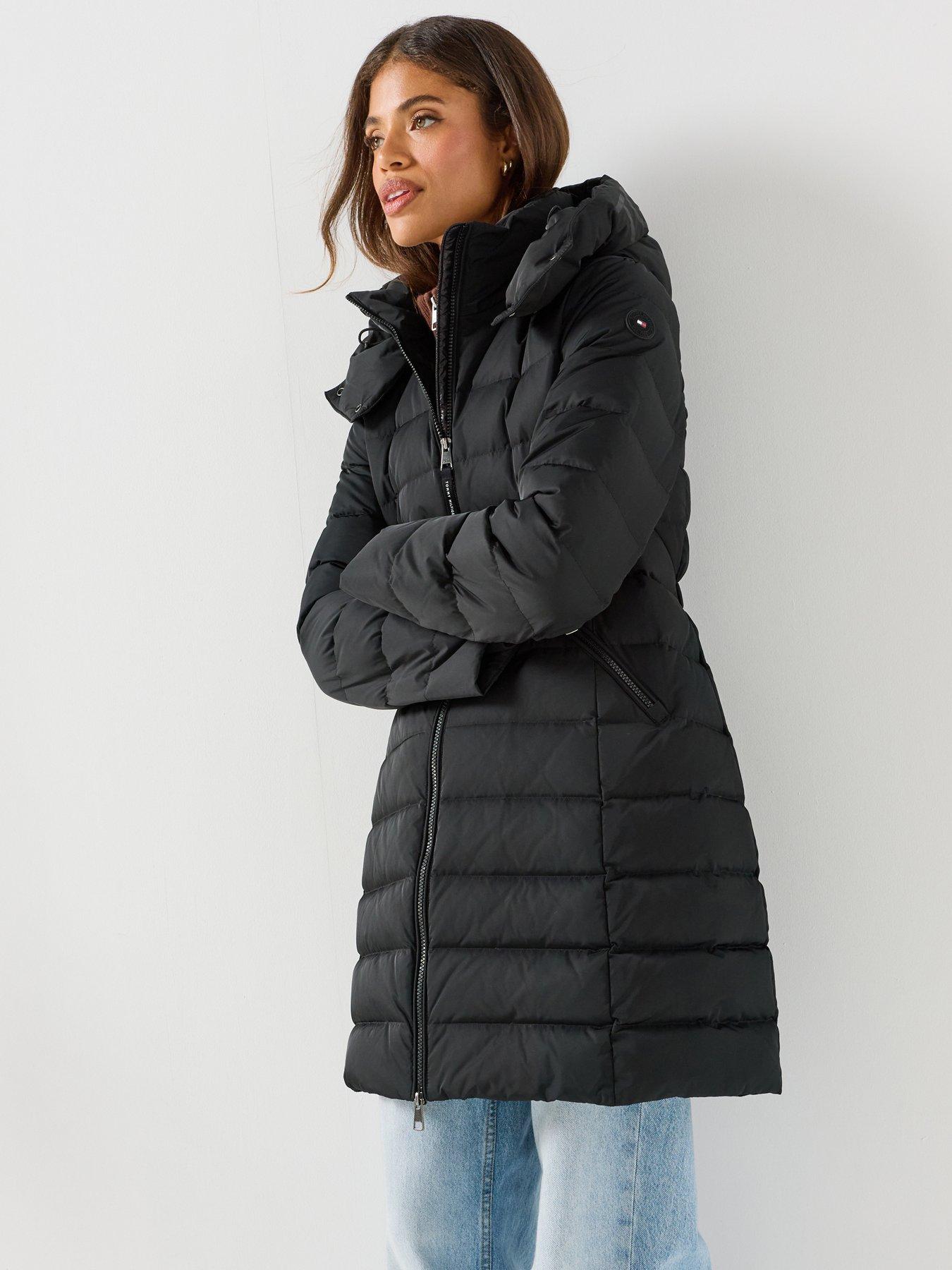 Tommy Hilfiger Down Branded Fitted Coat - Black