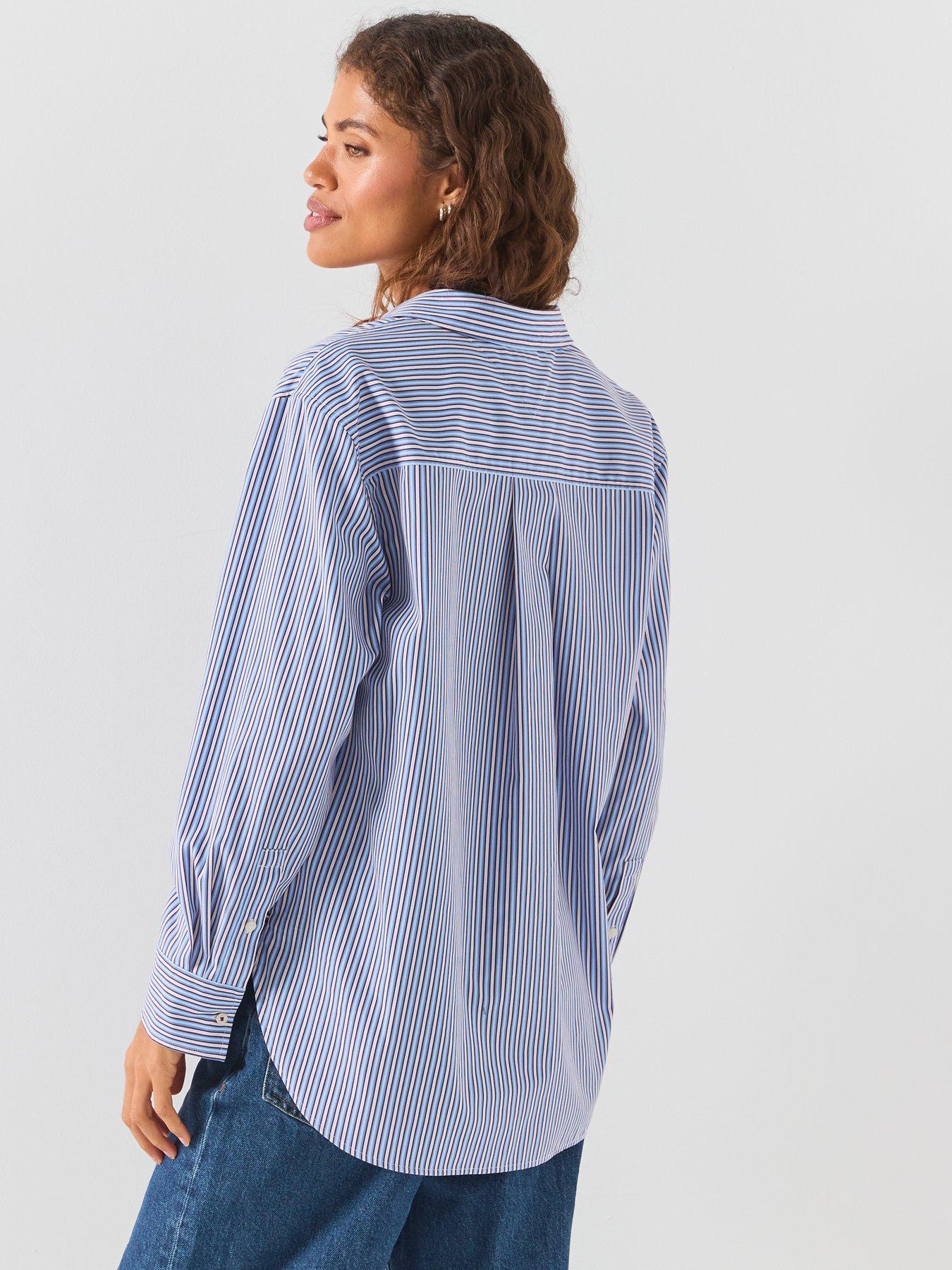 Image 2 of 6 of Tommy Hilfiger Classic Oversized Fit Poplin Shirt - Blue/burgundy