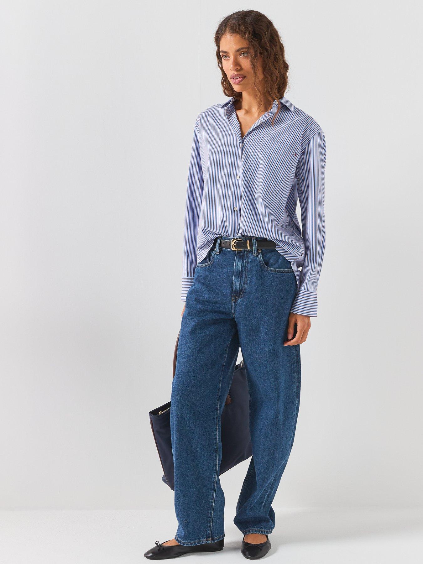 Image 6 of 6 of Tommy Hilfiger Classic Oversized Fit Poplin Shirt - Blue/burgundy