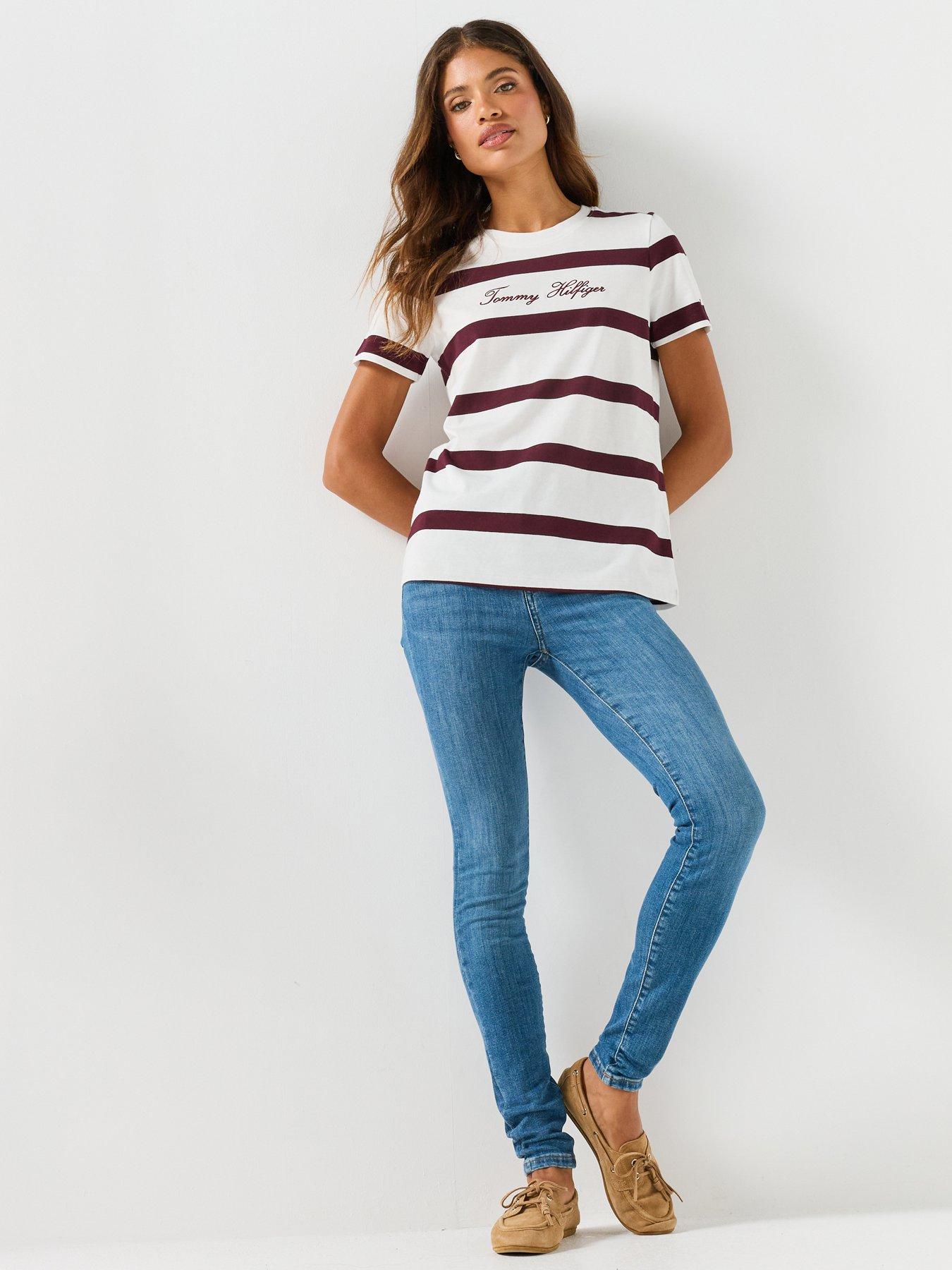 Image 3 of 5 of Tommy Hilfiger Women's Striped Crew Neck Short Sleeve T-Shirt - Multi