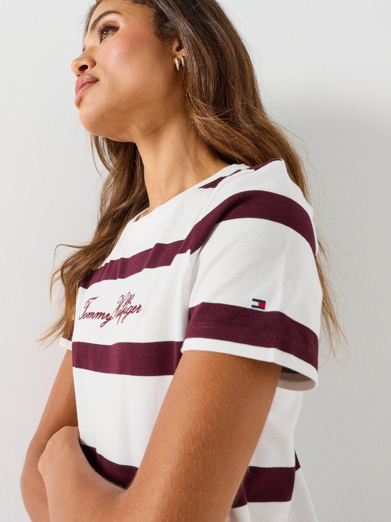 Image 5 of 5 of Tommy Hilfiger Women's Striped Crew Neck Short Sleeve T-Shirt - Multi