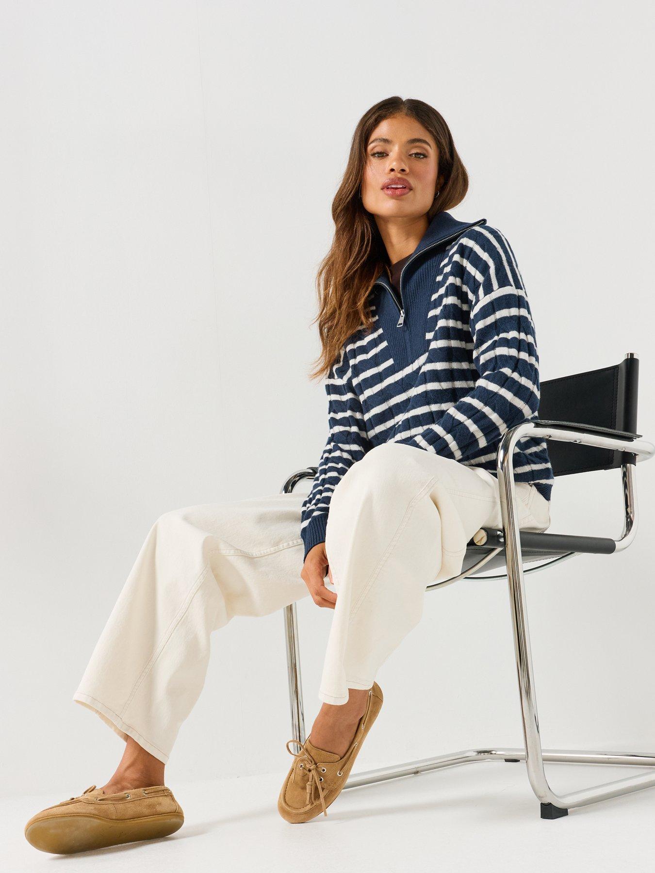 Image 6 of 6 of Tommy Hilfiger Pure Wool Cable Knit Quarter-zip Jumper - Cream / Blue