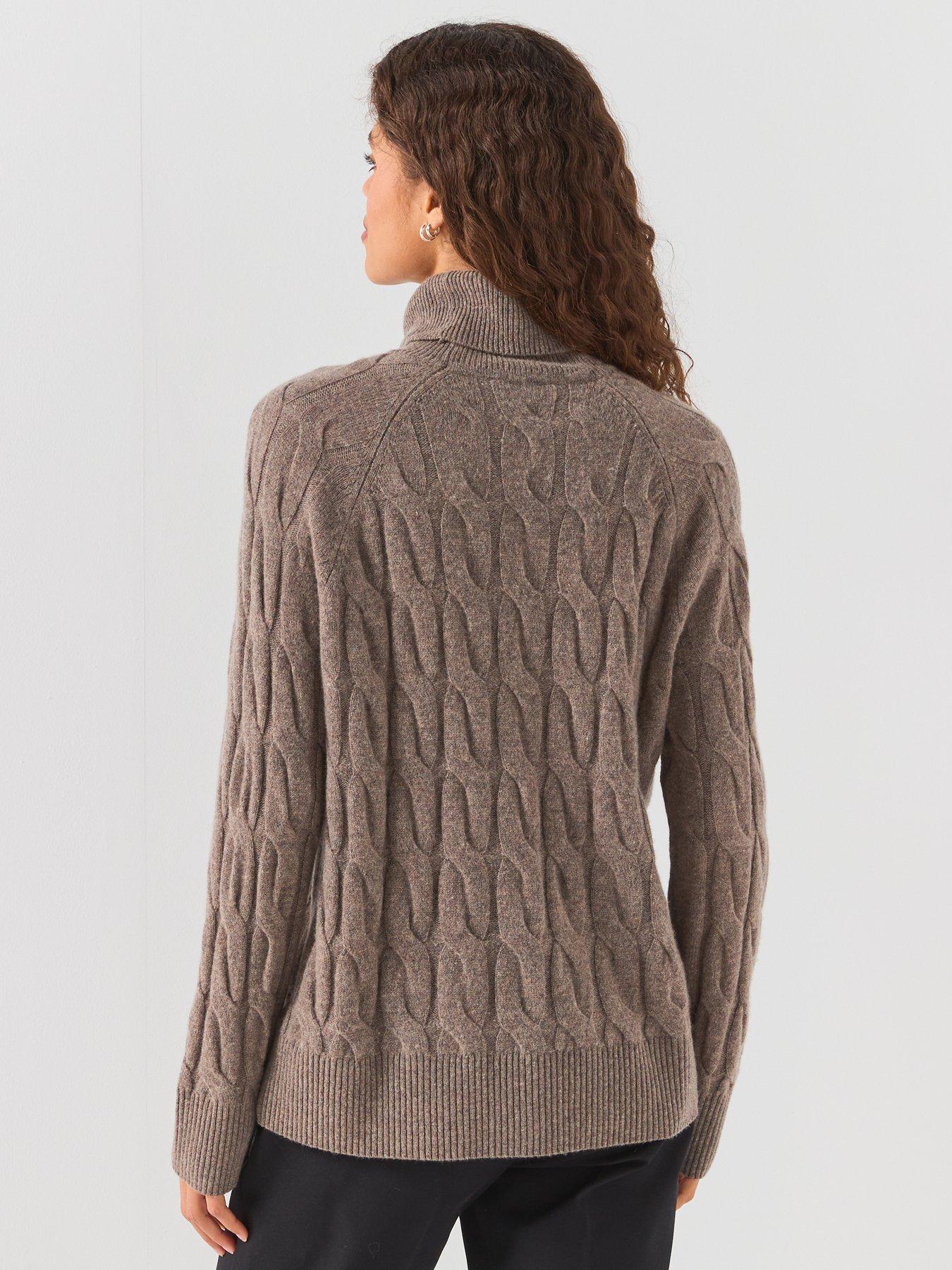 Image 2 of 6 of Tommy Hilfiger Pure Wool Cable Roll Neck Jumper - Brown