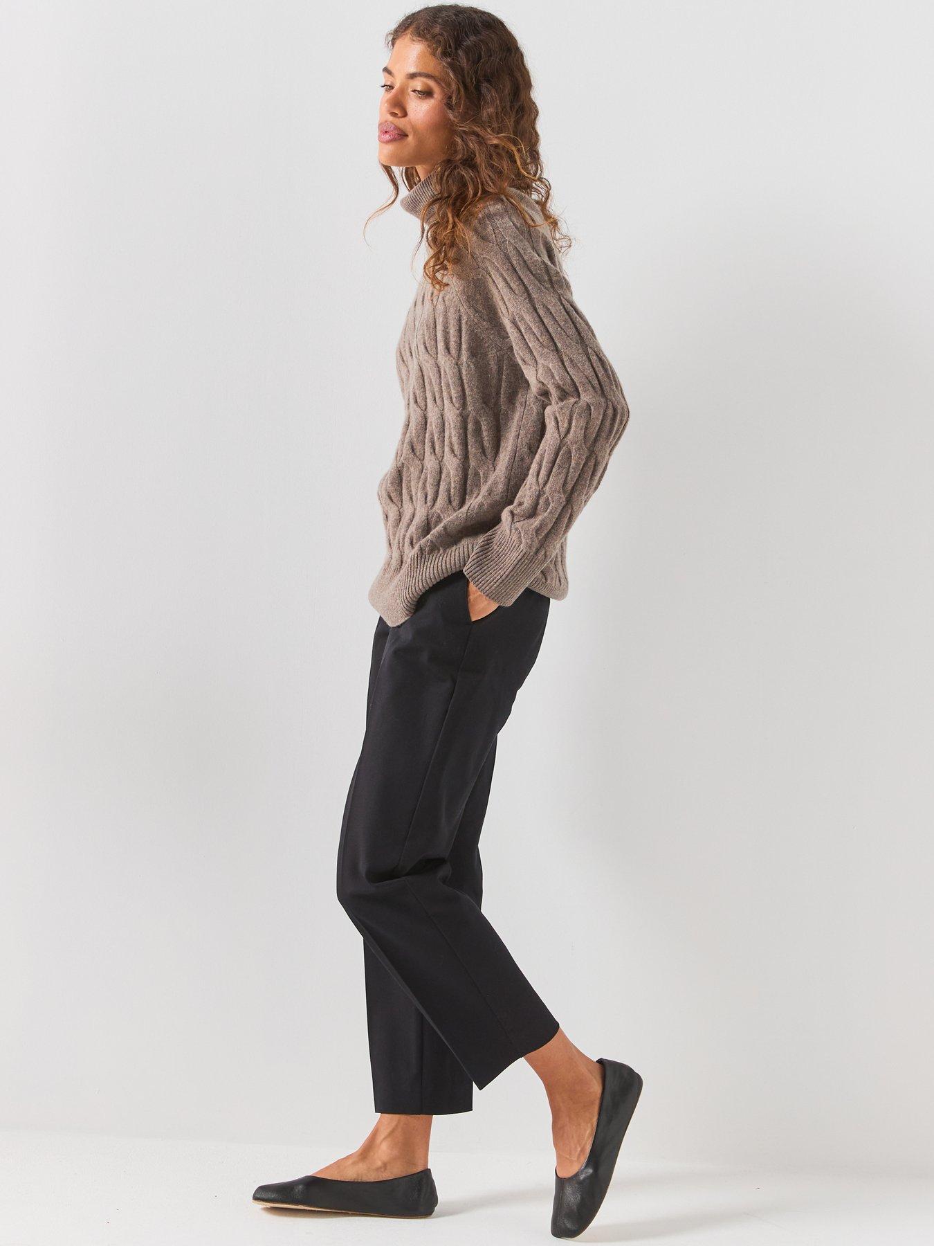 Image 5 of 6 of Tommy Hilfiger Pure Wool Cable Roll Neck Jumper - Brown