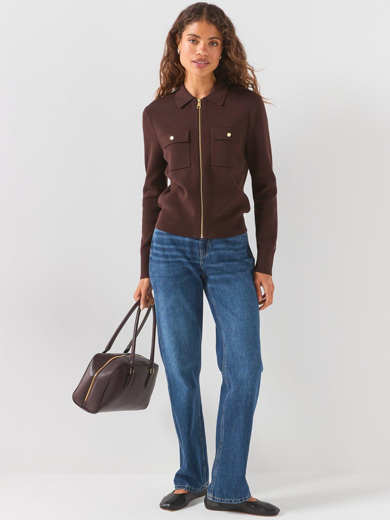 Image 3 of 6 of Tommy Hilfiger Premium Knit Zip-thru Jumper - Brown