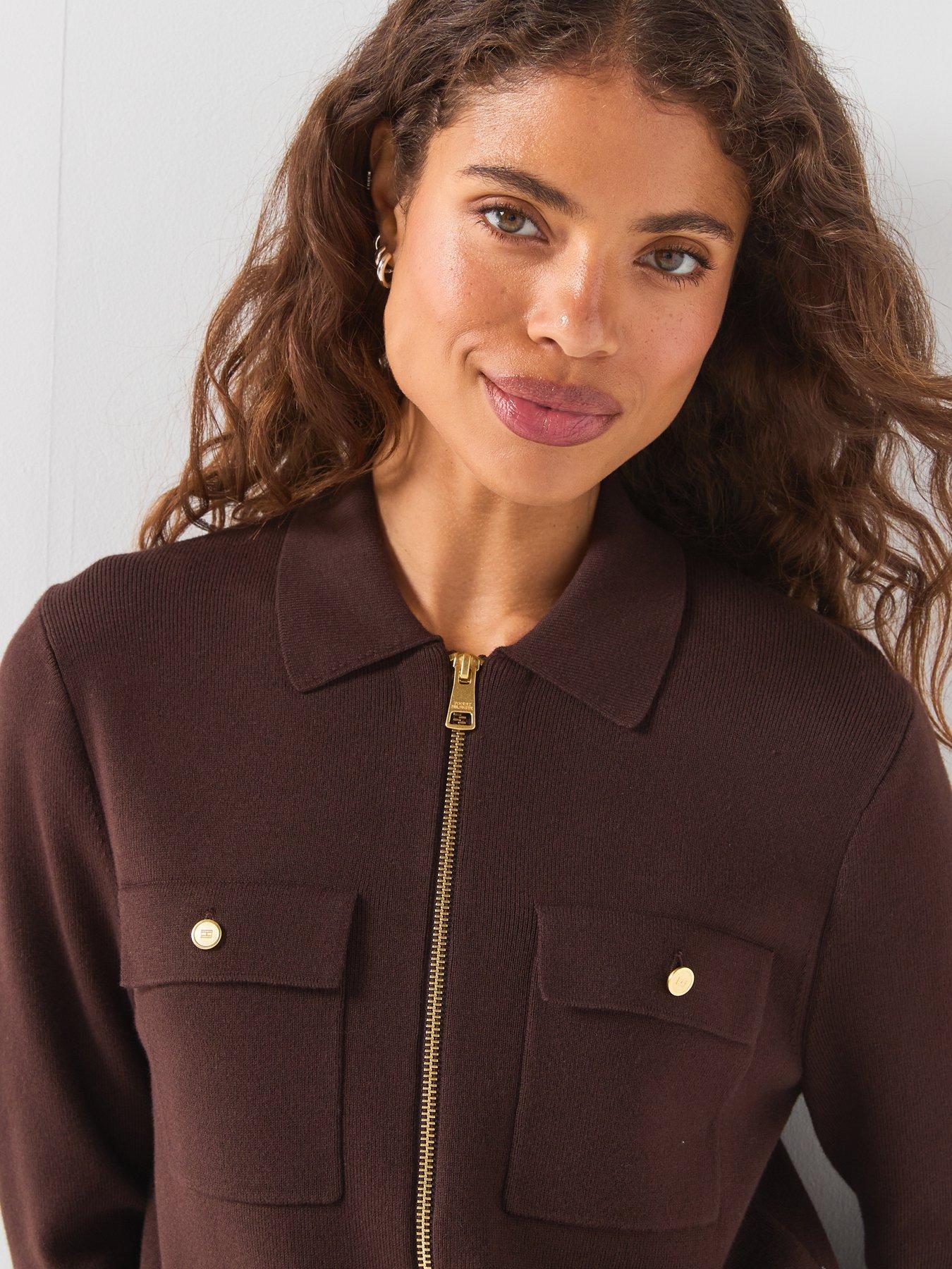 Image 5 of 6 of Tommy Hilfiger Premium Knit Zip-thru Jumper - Brown