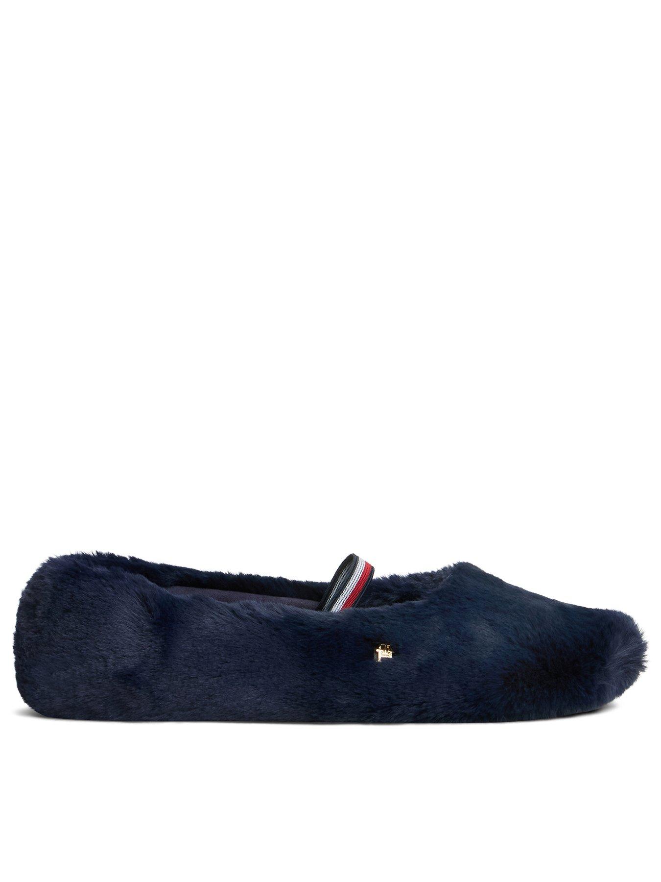 Image 1 of 6 of Tommy Hilfiger Faux Fur Ballerina Slippers - Blue