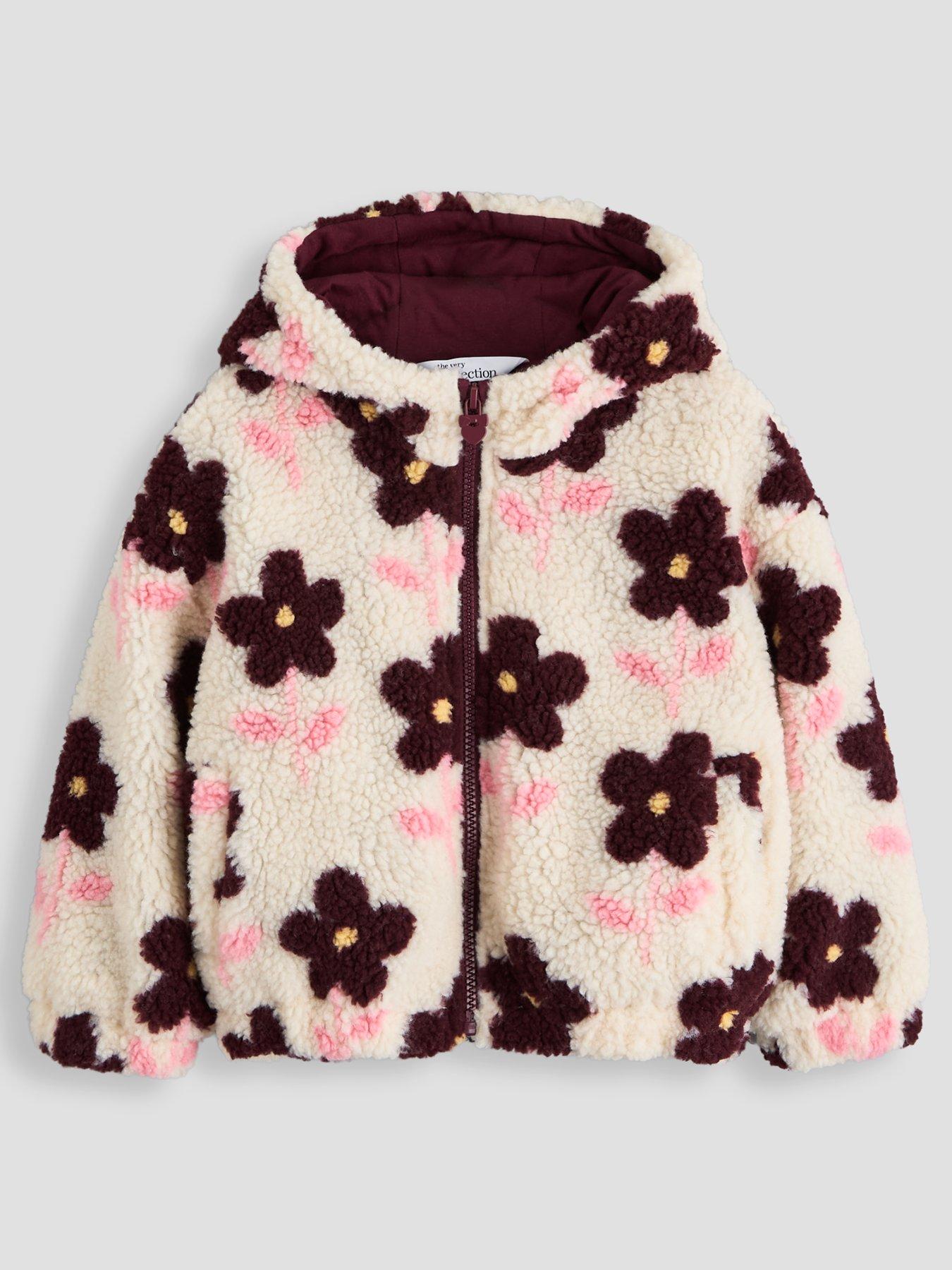Image 1 of 4 of The Very Collection Girls Borg Zip Up Basic Jacket - Floral
