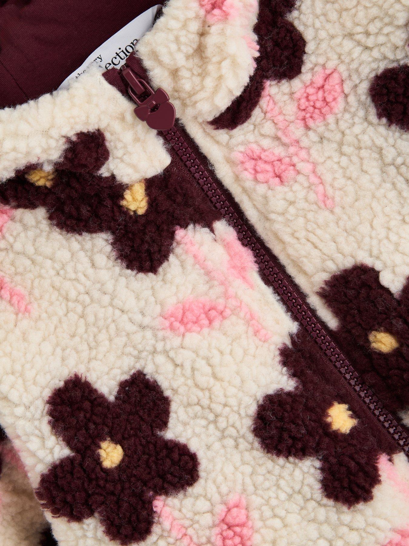 Image 3 of 4 of The Very Collection Girls Borg Zip Up Basic Jacket - Floral